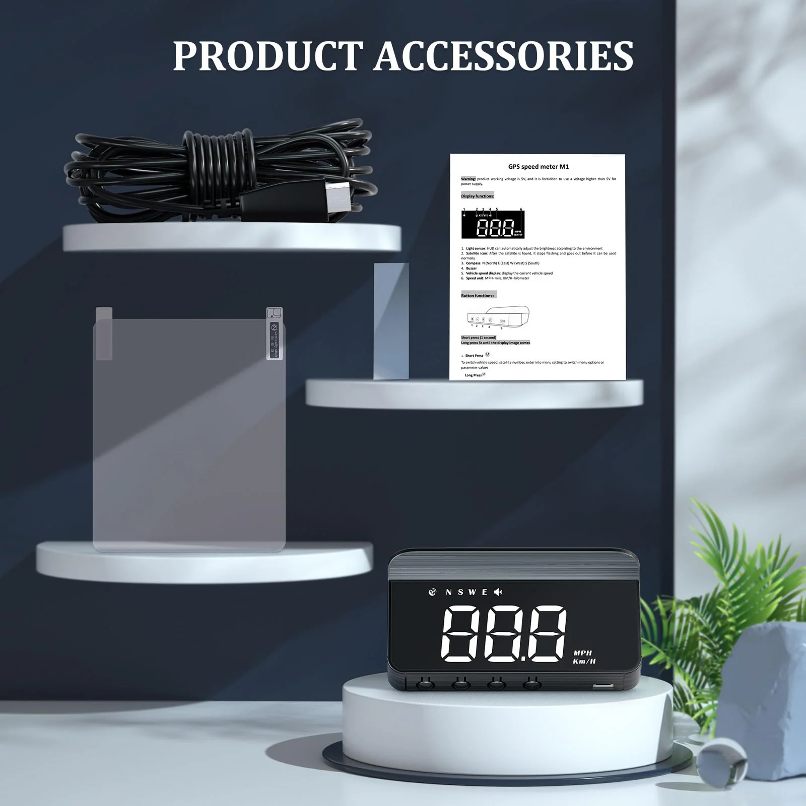 M1 White Windshield Projection Heads Up Display, Digital GPS Speedometer with Speed, Travel Direction Function, and Overspeed Alarm, Fatigue Driving Alarm， Suitable for All Vehicles - Image 9