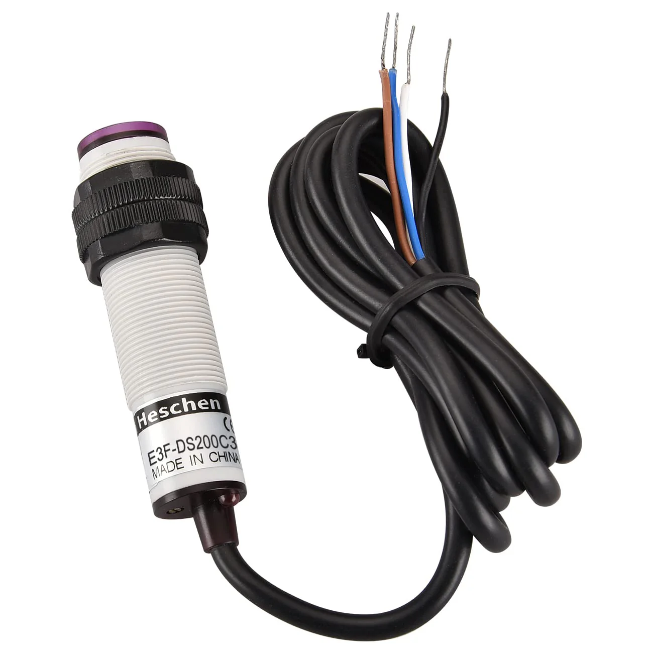 M18 Column Infrared Photoelectric Proximity Switch, Diffuse Reflection Type, E3F-DS200C3, Detection Distance 10-200CM, 10-30VDC 200mA, NPN NO+NC, 4 Wire - Image 2
