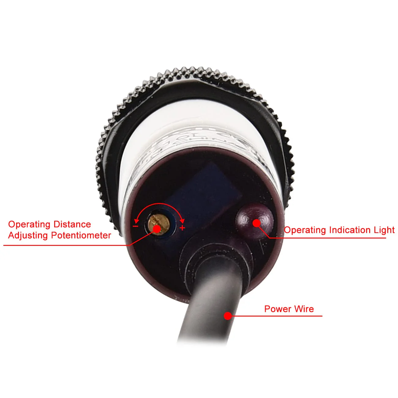 M18 Column Infrared Photoelectric Proximity Switch, Diffuse Reflection Type, E3F-DS200C3, Detection Distance 10-200CM, 10-30VDC 200mA, NPN NO+NC, 4 Wire - Image 4