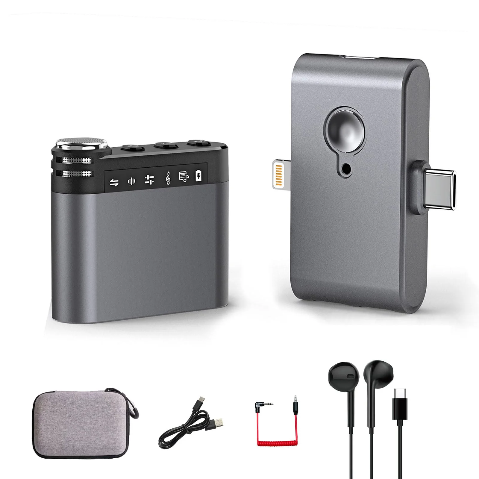 M9 Wireless Lavalier Microphone for Iphone 14/15/16, Android, Tiktok, YouTube,VLOG Recording, Podcast,Portable Mini Lapel Mic with Professional Audio System (Grey ( 1TX+1RX)) Dark Grey ( 1TX+1RX)