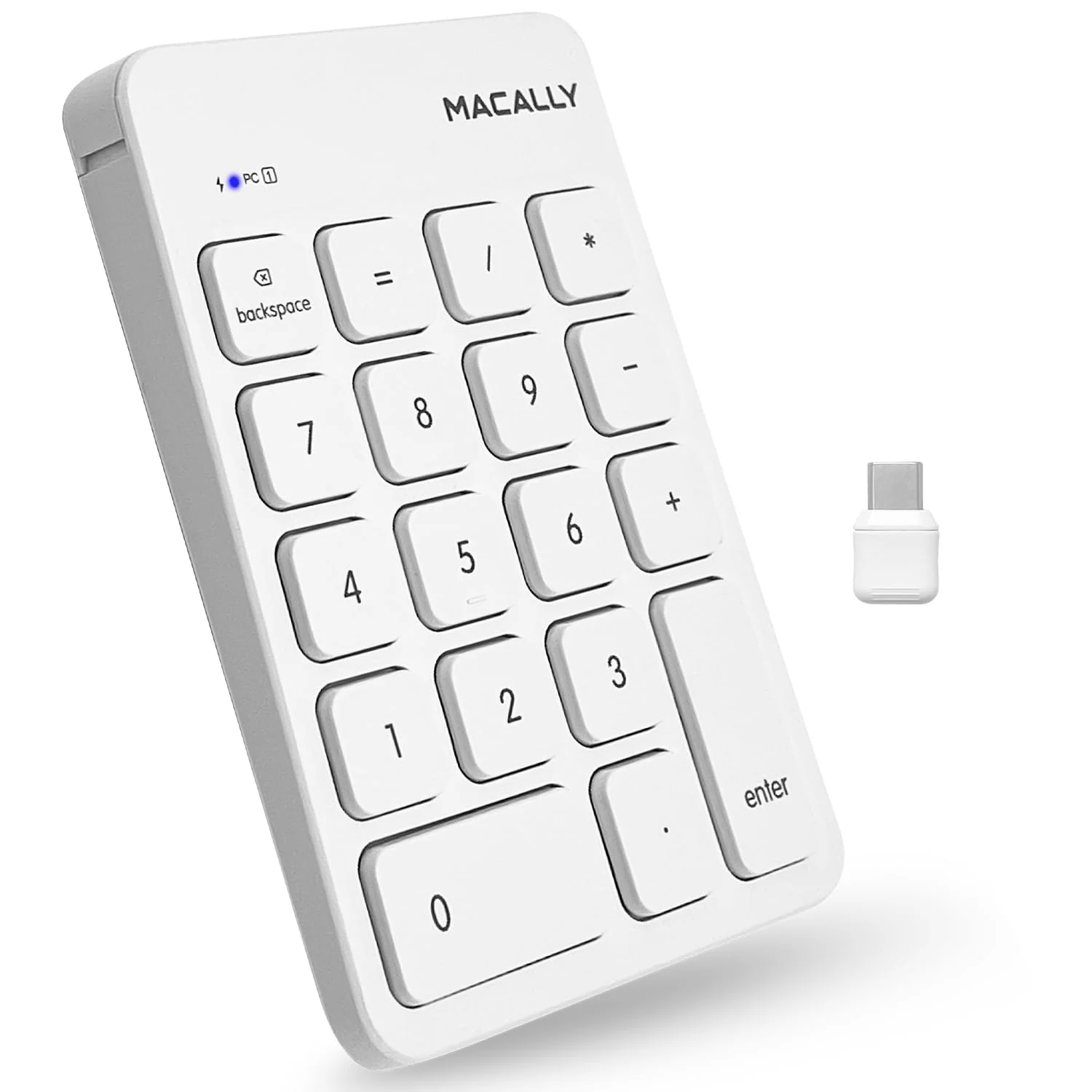 Macally USB C Wireless Number Pad | Numeric Keypad for Mac Macbok iMac | Wireless 10 Key for Laptop PC Computer Notebook Surface Chrome (2.4G USB) Perfect for Data Entry Numpad Number Keyboard