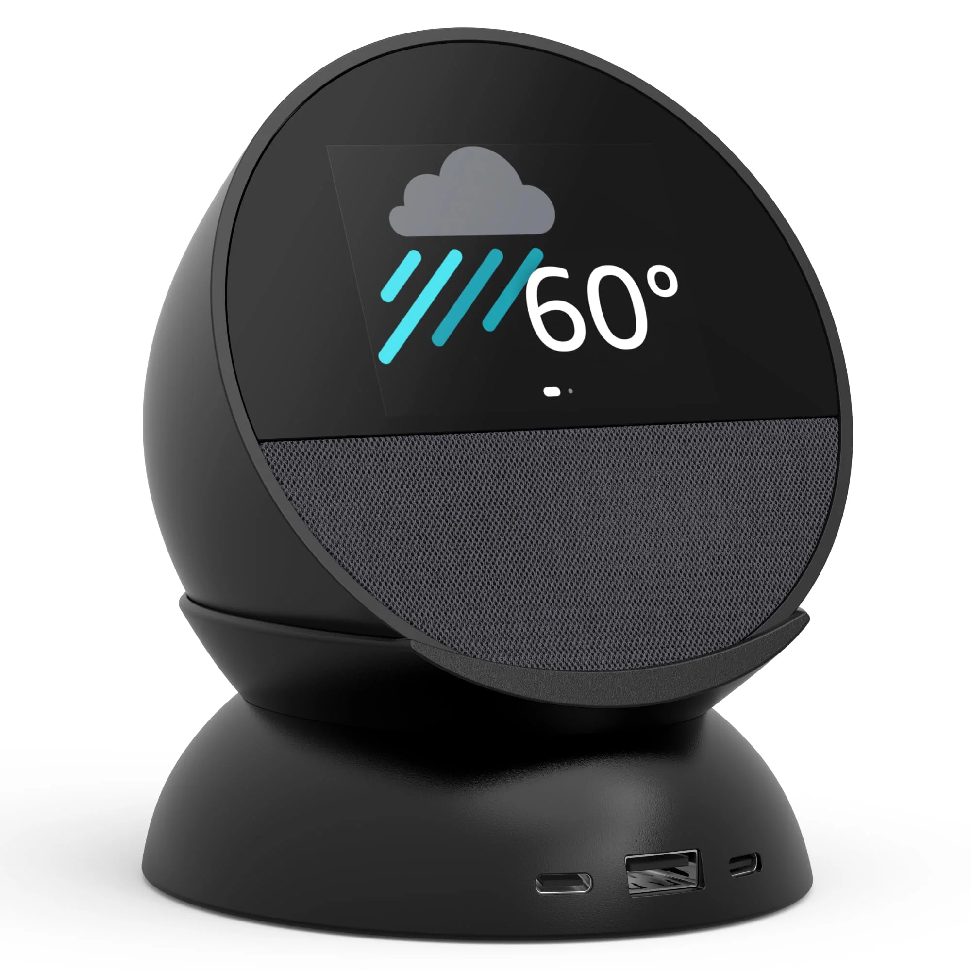 Made for Amazon Stand with USB-C and USB-A Charging Ports for Echo Spot (2024 Release) Black - Image 2