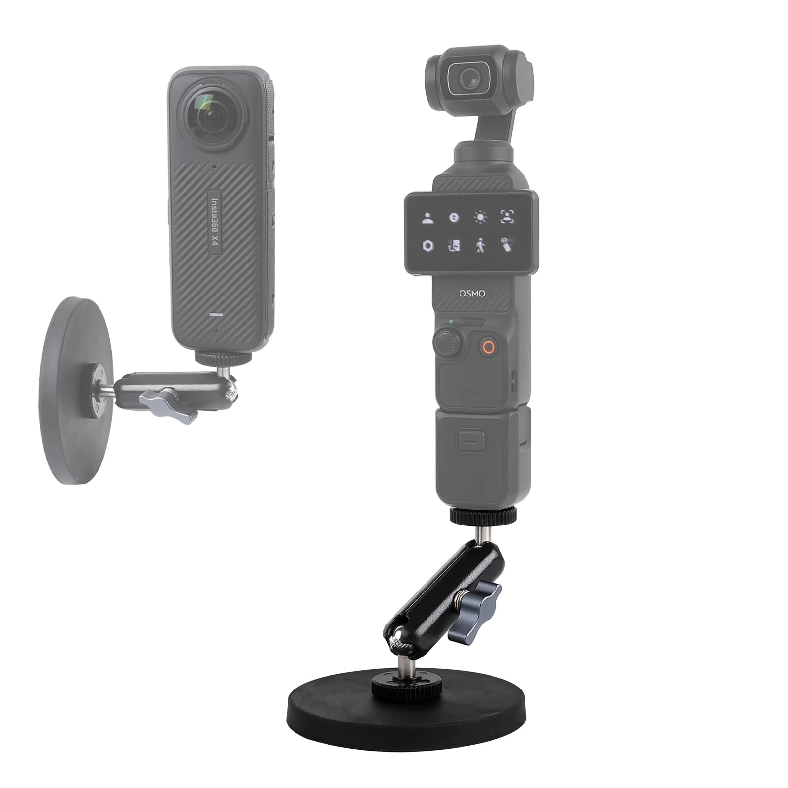 Magnetic Camera Mount with Magic Arm Compatible with DJI Osmo Pocket 3,Insta360 One X4 X3 X2 Go3, Heavy-Duty Magnet Base Stand with 1/4"-20 Thread for Gym, Car Mounting