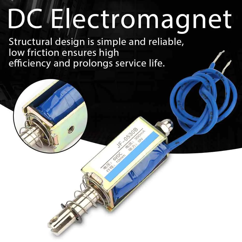 Magnetic Electromagnet, DC 6V/12V/24V 300mA Push Pull Electromagnets 5N Retractable Range 10mm Push Pull Type Open Frame for Automation Control - Image 3