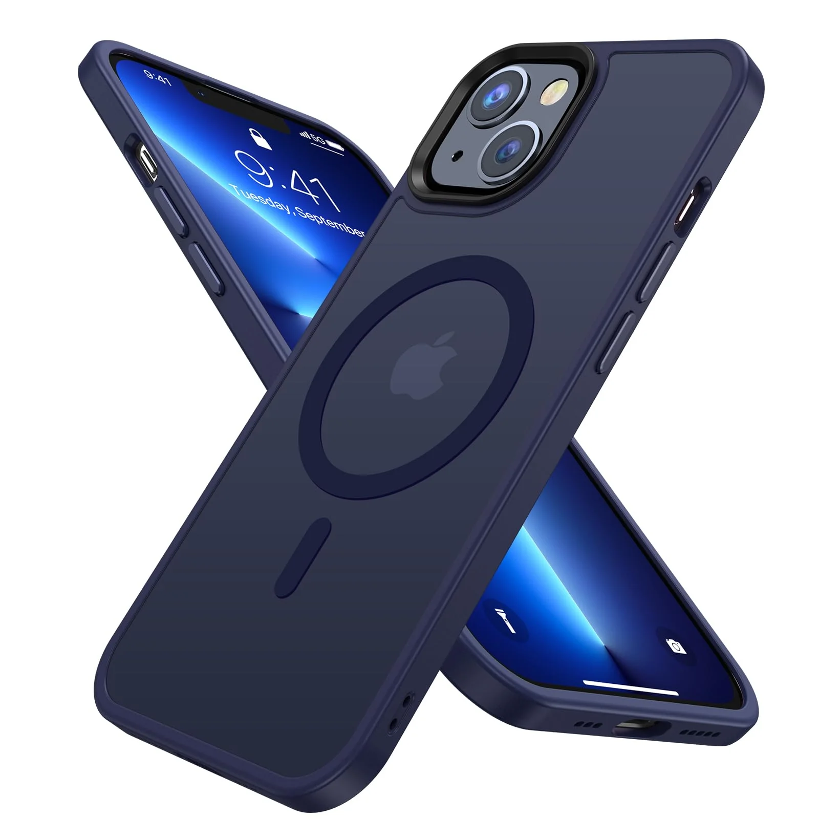 Magnetic for iPhone 13 Case & iPhone 14 Case, [Compatible with MagSafe & Military Grade Drop Protection], Slim Translucent Back Shockproof Bumper Phone Case for iPhone 13/14 6.1 ", Deep Blue iPhone 13/14 6.1''
