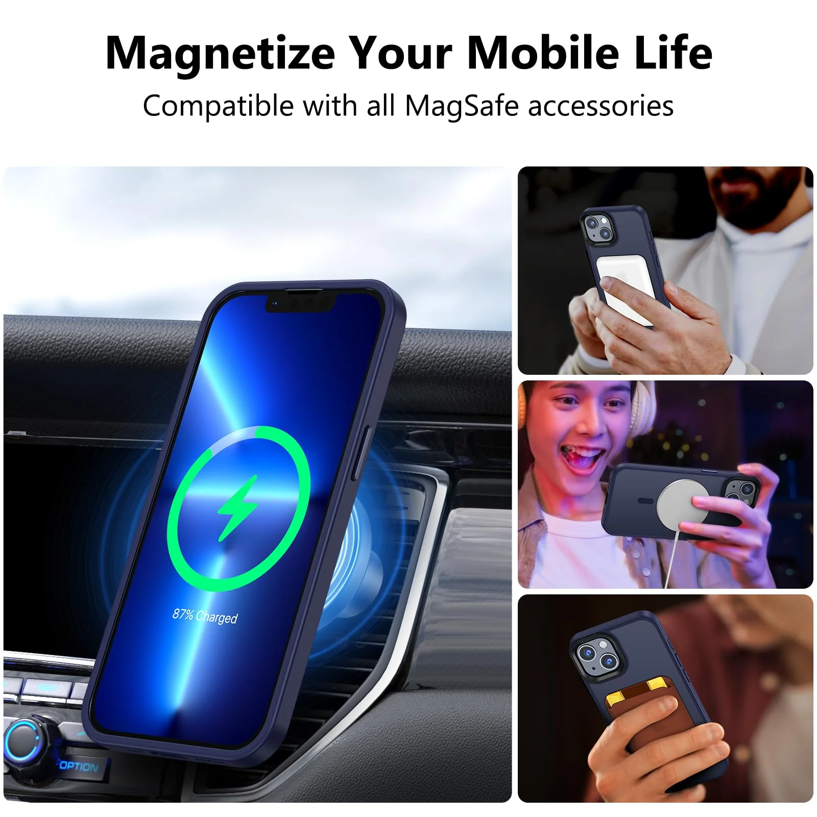 Magnetic for iPhone 13 Case & iPhone 14 Case, [Compatible with MagSafe & Military Grade Drop Protection], Slim Translucent Back Shockproof Bumper Phone Case for iPhone 13/14 6.1 ", Deep Blue iPhone 13/14 6.1'' - Image 3