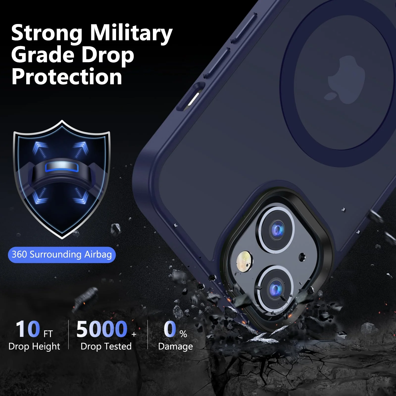 Magnetic for iPhone 13 Case & iPhone 14 Case, [Compatible with MagSafe & Military Grade Drop Protection], Slim Translucent Back Shockproof Bumper Phone Case for iPhone 13/14 6.1 ", Deep Blue iPhone 13/14 6.1'' - Image 4
