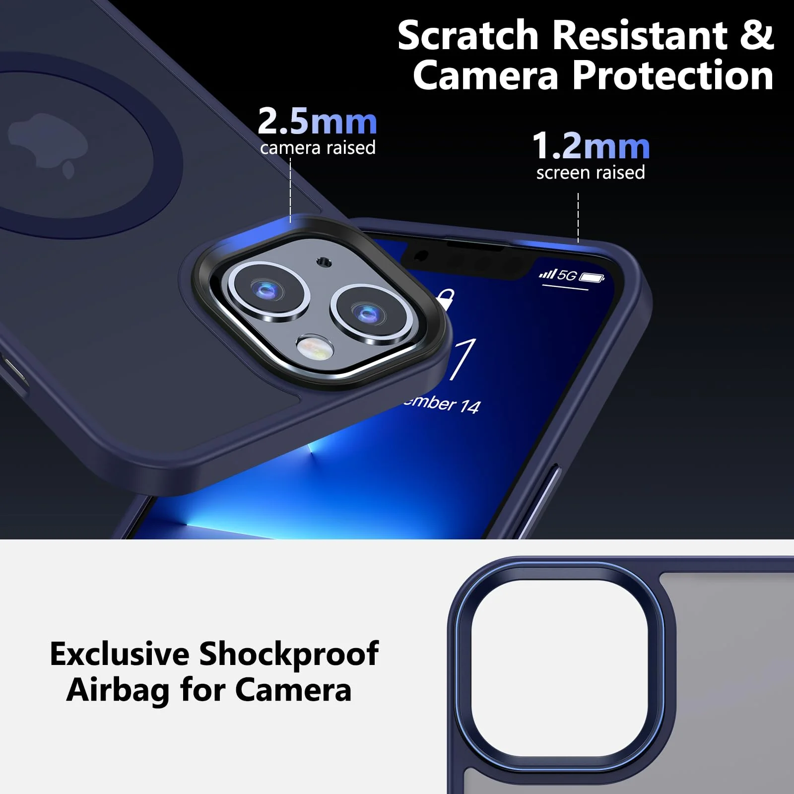 Magnetic for iPhone 13 Case & iPhone 14 Case, [Compatible with MagSafe & Military Grade Drop Protection], Slim Translucent Back Shockproof Bumper Phone Case for iPhone 13/14 6.1 ", Deep Blue iPhone 13/14 6.1'' - Image 5