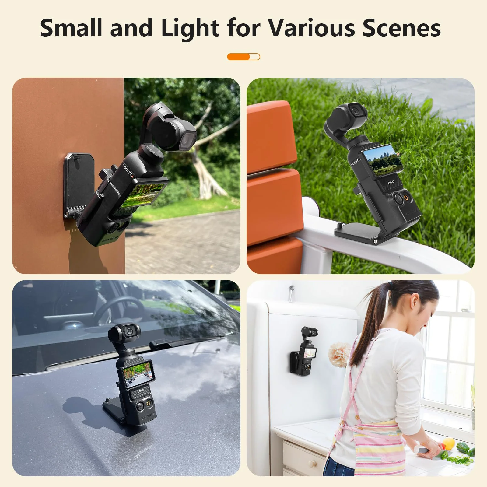 Magnetic Mount Stand Compatible with DJI Osmo Pocket 3, Pocket3 Accessories Expansion Adapter Magnet Suction Case Holder on Desktop, Vertical Surface, 180° Adjustable, Quick Fixation, Black - Image 6