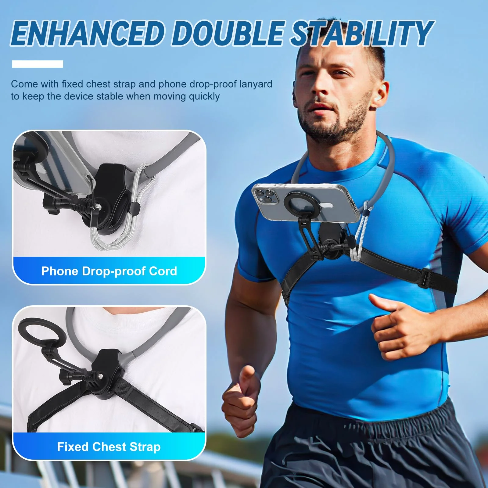 Magnetic Neck Mount for Phones, POV Phone Holder, Vlog Neck Mount with Anti-Vibration Chest Strap for GoPro for Insta360, Magnetic Phone Neck Holder for iPhone 16 15 14 13 12 Series - Image 2