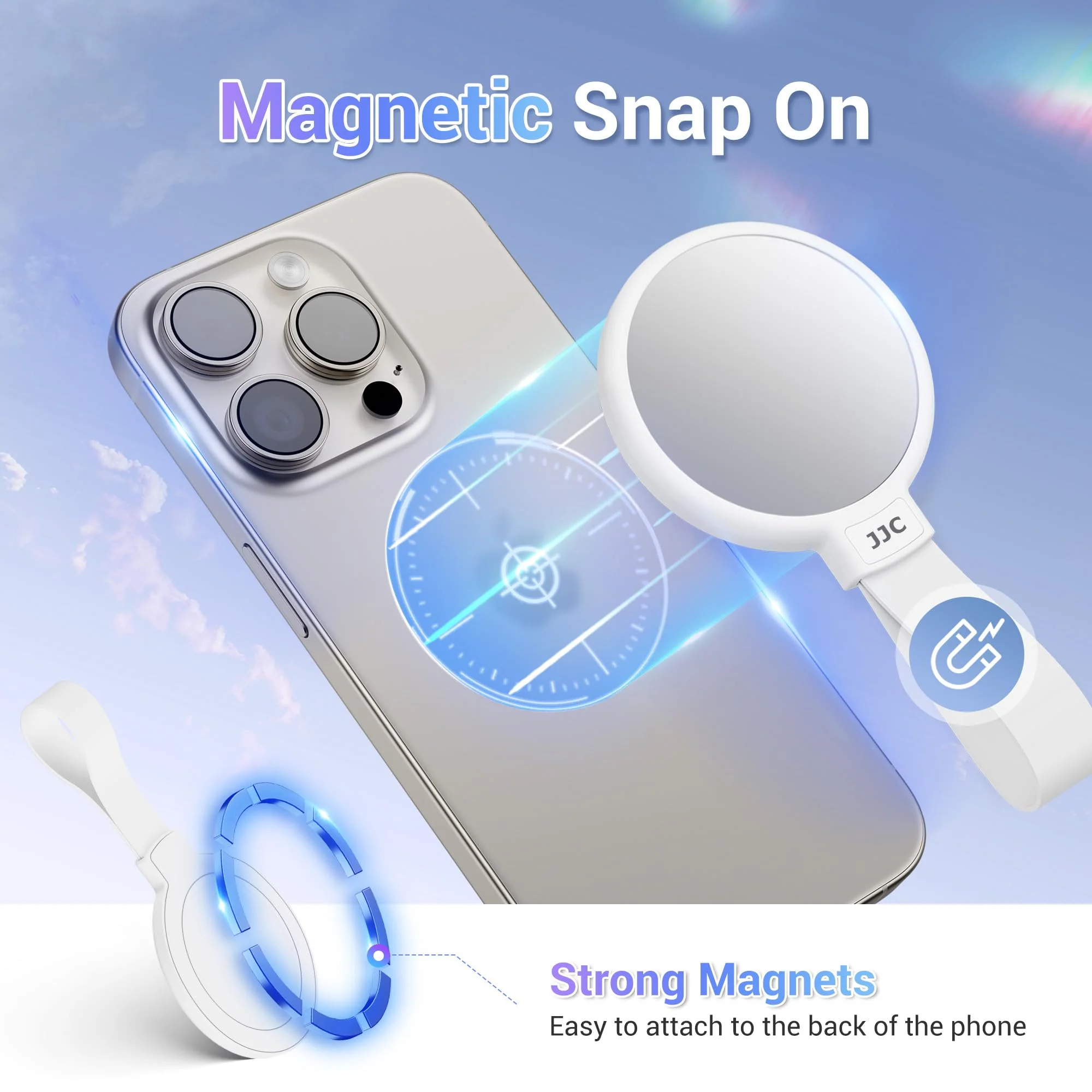 Magnetic Phone Mirror for iPhone 15 14 13 Pro Max Plus & Magsafe Case,Selfie Monitor Screen Mirror for Phone Rear Camera, Phone Mirror Holder Grip, Magnet Phone Mirror for Make up Selfie Vlog - Image 2