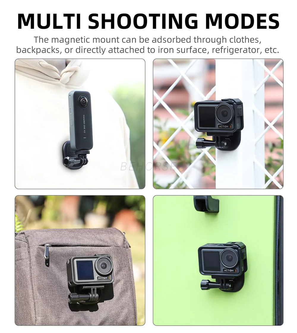Magnetic POV/Vlog Neck Mount Holder with Lanyard Strap for GoPro 12 11 10 9 /Insta360 X3 Go3 Ace Pro/DJI Action 4 Osmo Pocket 3 Cameras - Image 2