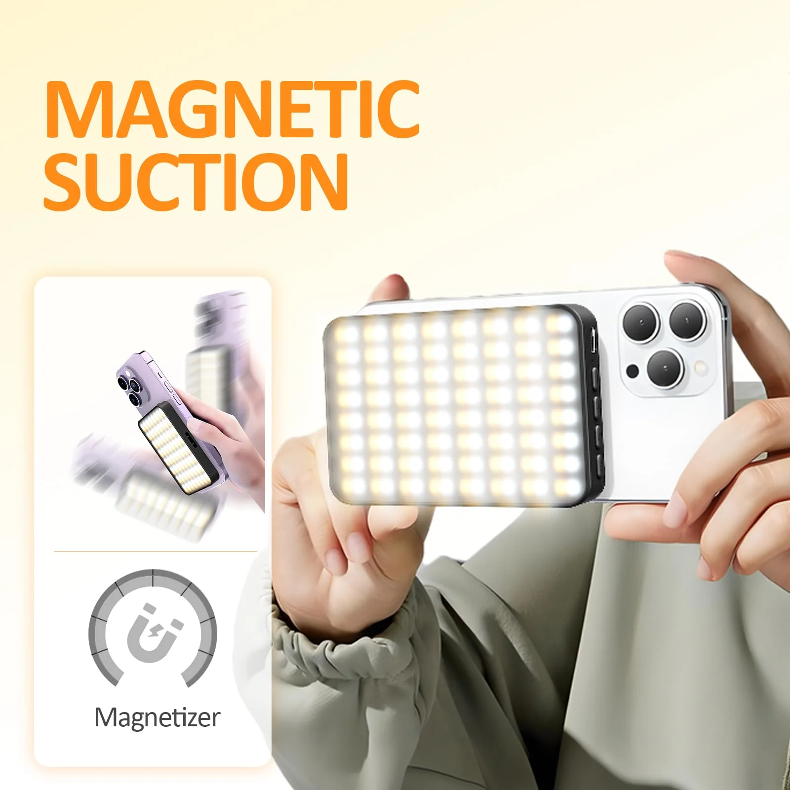 Magnetic Selfie Light, 128 LED Phone Light Compatible with iPhone, iPad, Laptop, Camera, 3 Lighting Adjustment Modes, Phone Selfie Light for Photography/TikTok/Zoom Calls/Video Conference - Image 2
