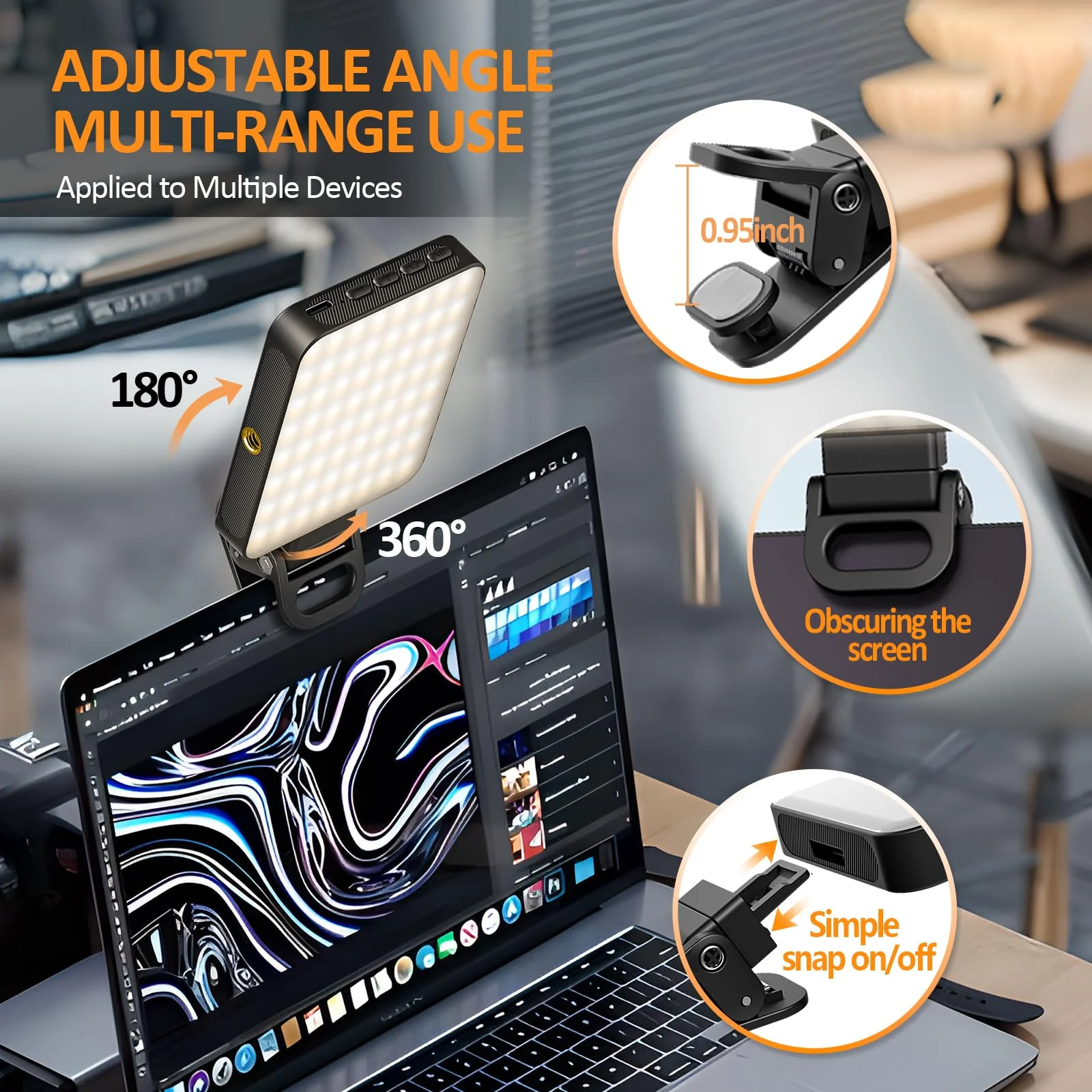 Magnetic Selfie Light, 128 LED Phone Light Compatible with iPhone, iPad, Laptop, Camera, 3 Lighting Adjustment Modes, Phone Selfie Light for Photography/TikTok/Zoom Calls/Video Conference - Image 5