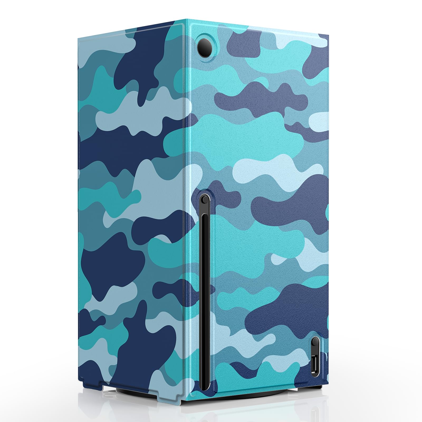 Magnetic Smart Wraps for Xbox Series X Console, Full Protection Protective Cover Case for Xbox Series X Accessories with Premium PU Leather and Soft Inner Lining - Blue Camo
