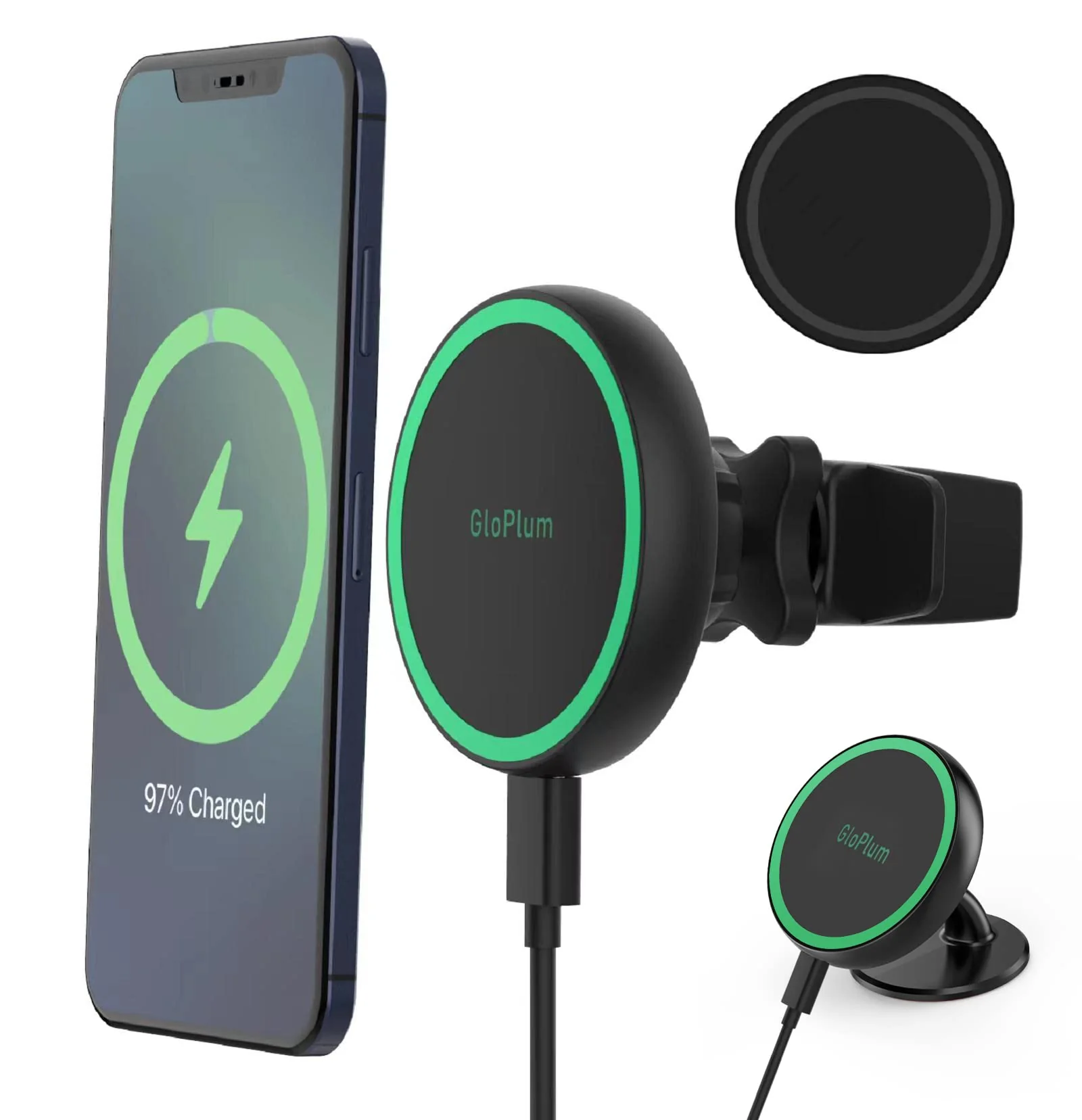 Magnetic Wireless Car Charger Mount Compatible with Magsafe iPhone 15/ iPhone 14/iPhone 13, Fast Charging Air Vent Magnet Accessories Car Phone Holder Gray