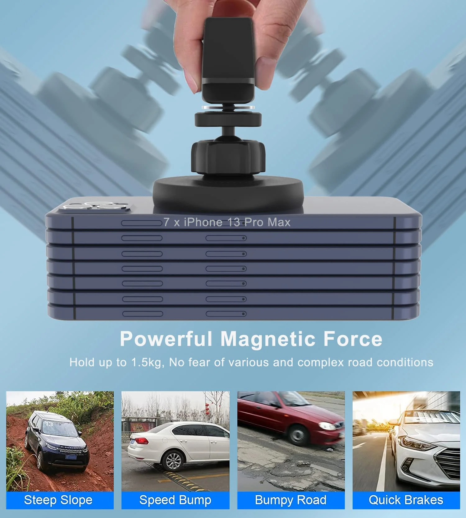 Magnetic Wireless Car Charger Mount Compatible with Magsafe iPhone 15/ iPhone 14/iPhone 13, Fast Charging Air Vent Magnet Accessories Car Phone Holder Gray - Image 2