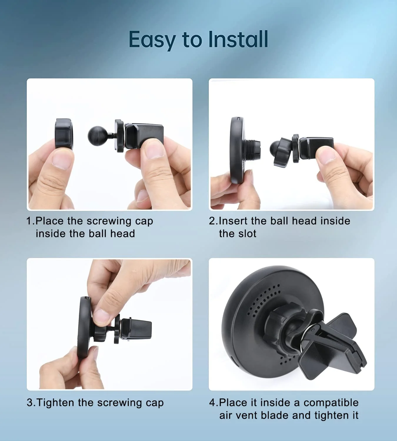Magnetic Wireless Car Charger Mount Compatible with Magsafe iPhone 15/ iPhone 14/iPhone 13, Fast Charging Air Vent Magnet Accessories Car Phone Holder Gray - Image 6