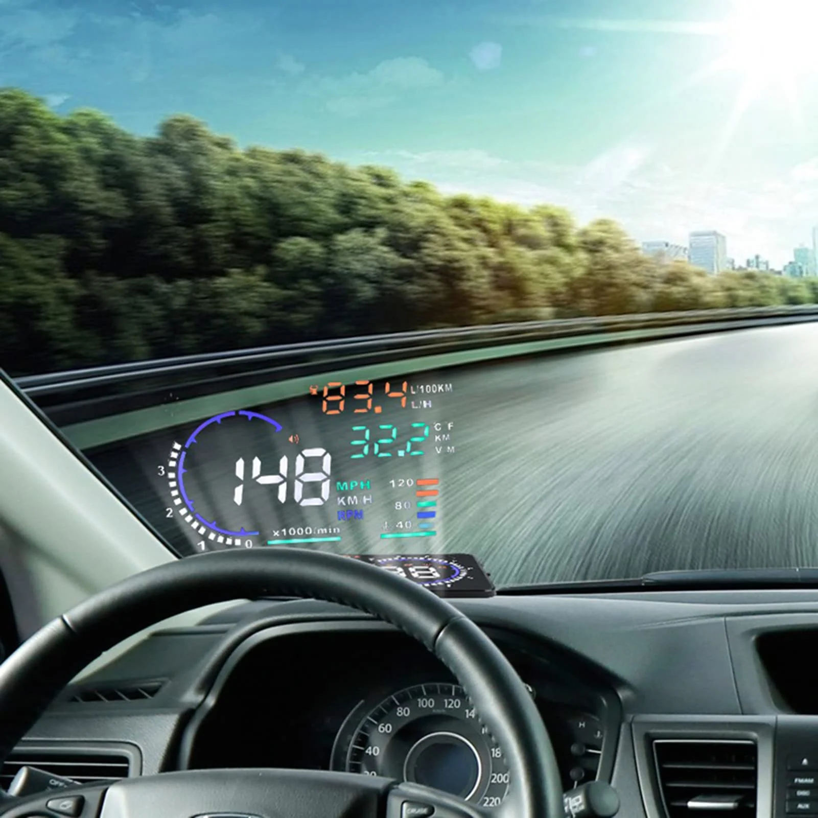 Majatou Car HUD, A8 5.5 Inches Head up Display Windshield Screen Display Head up Display for Car to Display a Huge Range of Car Statistics with OBDII or EUOBD Interface Plug (A8) - Image 4