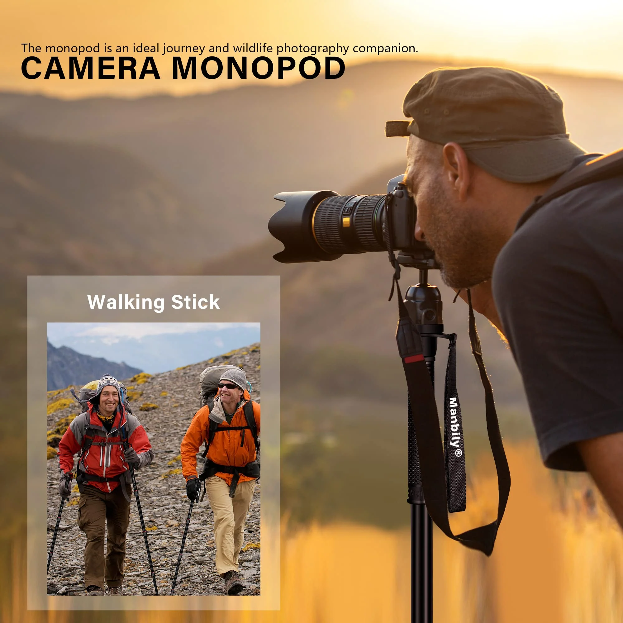 Manbily 65-Inch Camera Monopod, 5 Sections Aluminum Travel Monopod for Canon Nikon Sony DSLR Cameras Video Camcorder, Compact Portable Monopod Lightweight Walking Trekking Stick(E-222) - Image 6
