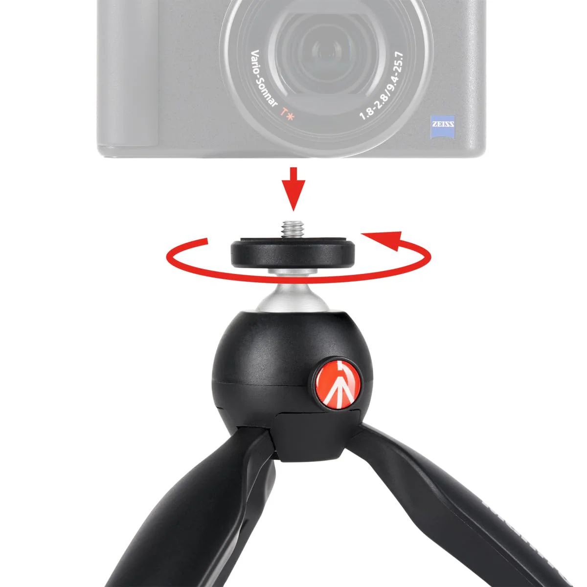 Manfrotto PIXI Mini Aluminum Table Top Tripod, Black - Image 3