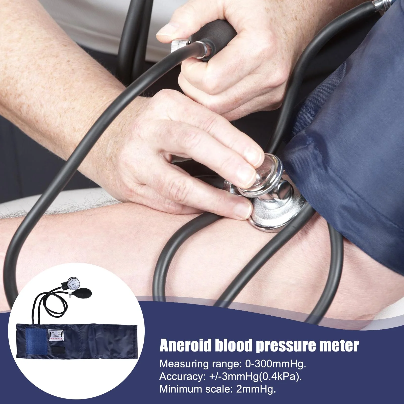 Manual Blood Pressure Cuff and Stethoscope Kit, Professional Upper Arm Aneroid Blood Pressure Monitor with Single Head Stethoscope, Adult Cuff, Pump Ball, Carry Bag for Home, Black - Image 3