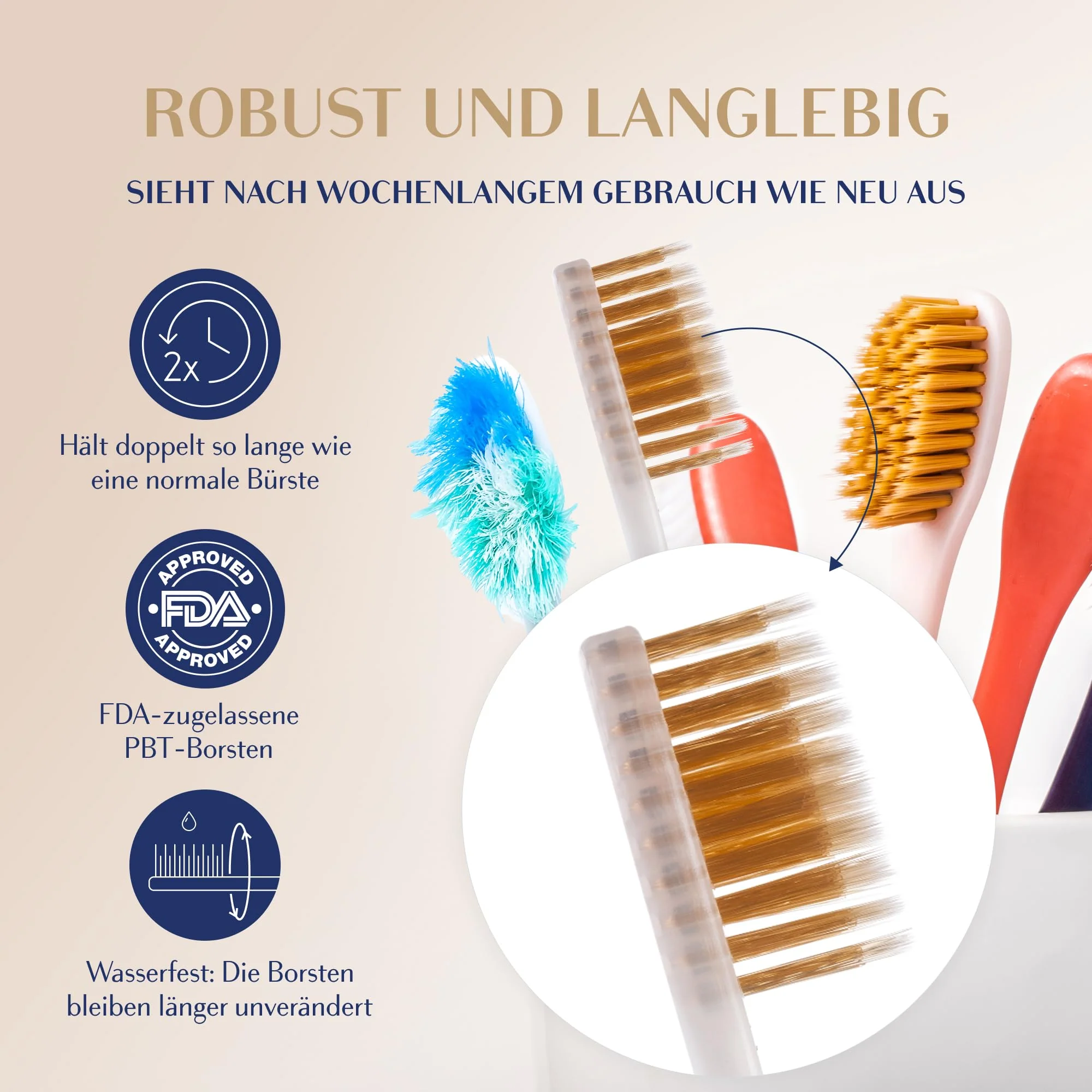 Manual Toothbrush Medium for Adults, Floss Toothbrush with Gold, Green Royal Denta - Image 6