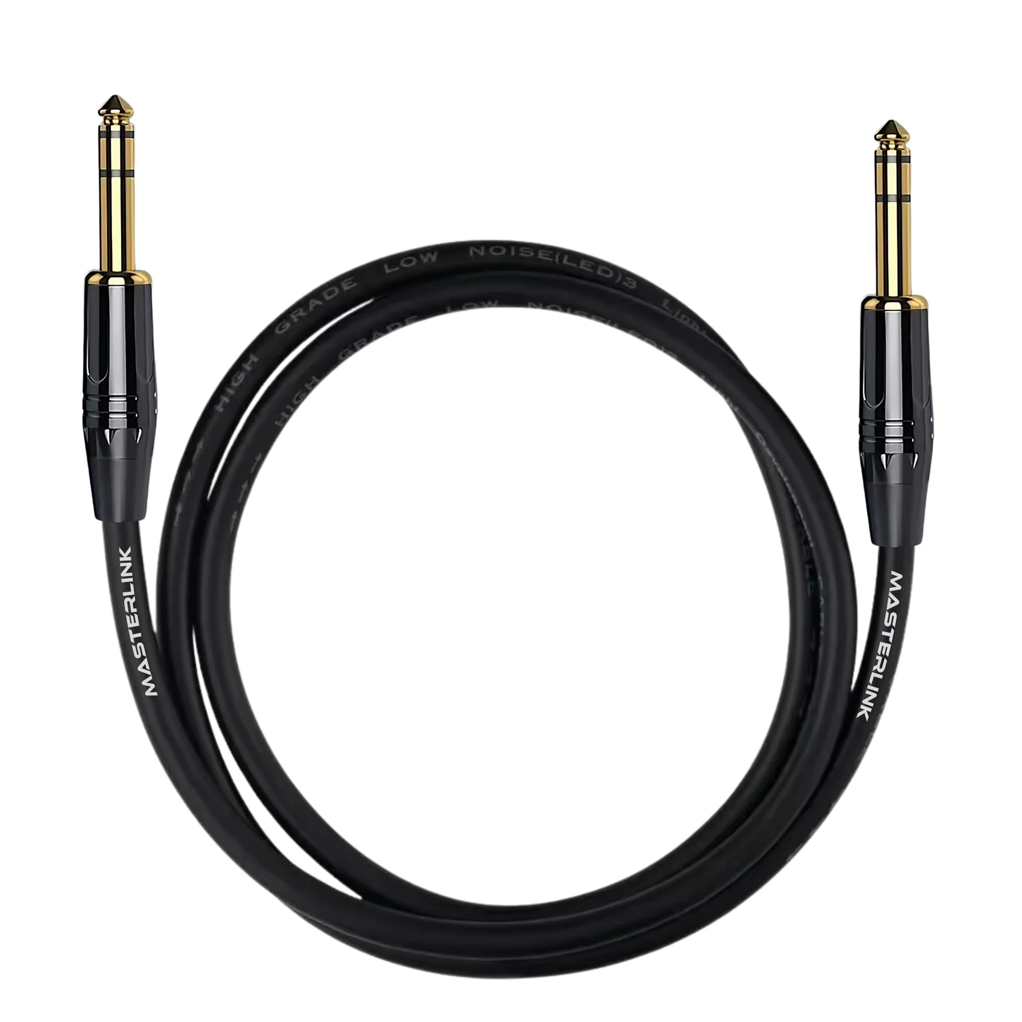 MASTERLINK 1/4 Inch TRS Instrument Cable 20 FT | Gold Connectors, Balanced 6.35mm Male to Male Jack Stereo Audio Balanced Line for Synths, Keyboard, Mixer, Amplifier, Speakers, Electric Bass Guitars 20FT