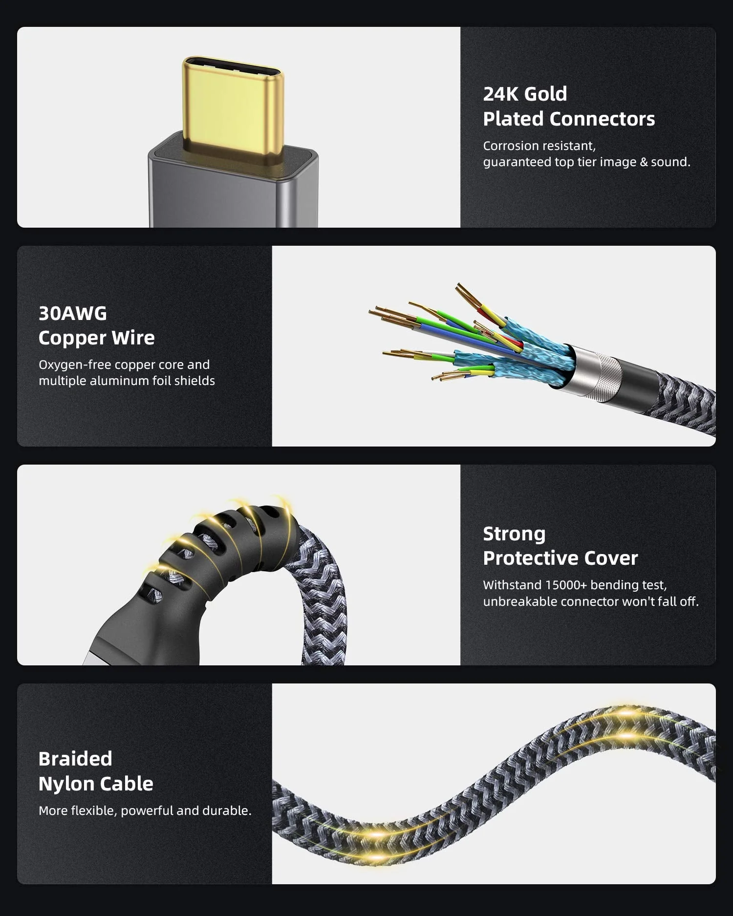 Maxonar [2 Pack 3.3FT] Thunderbolt 4 Cable, 240W Thunderbolt Cable 40Gbps Sync 8K/5K@60Hz Display and for Thunderbolt 4, Thunderbolt 3, USB4, and USB-C Devices 2 - Image 5