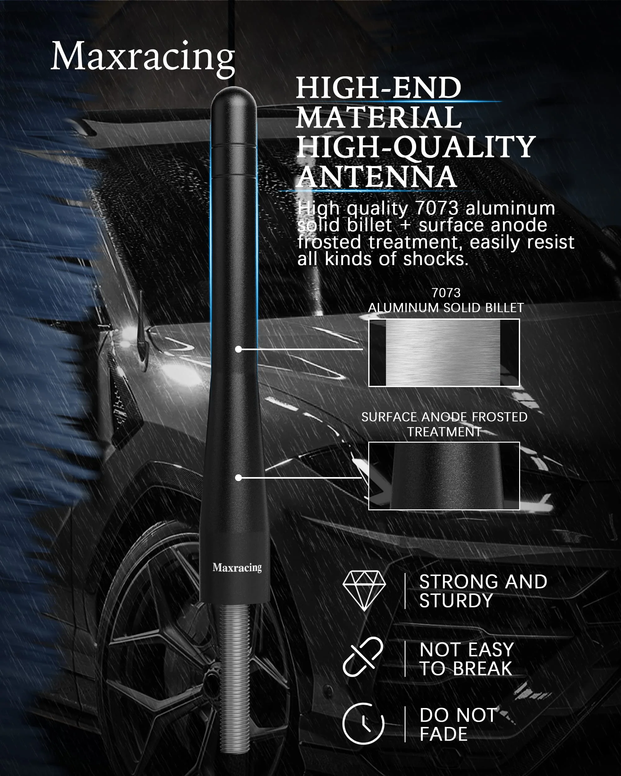 MAXRACING Short Aluminum Truck Antenna Compatible with Ford F150 Pickup Truck 1997-2024 - Image 4