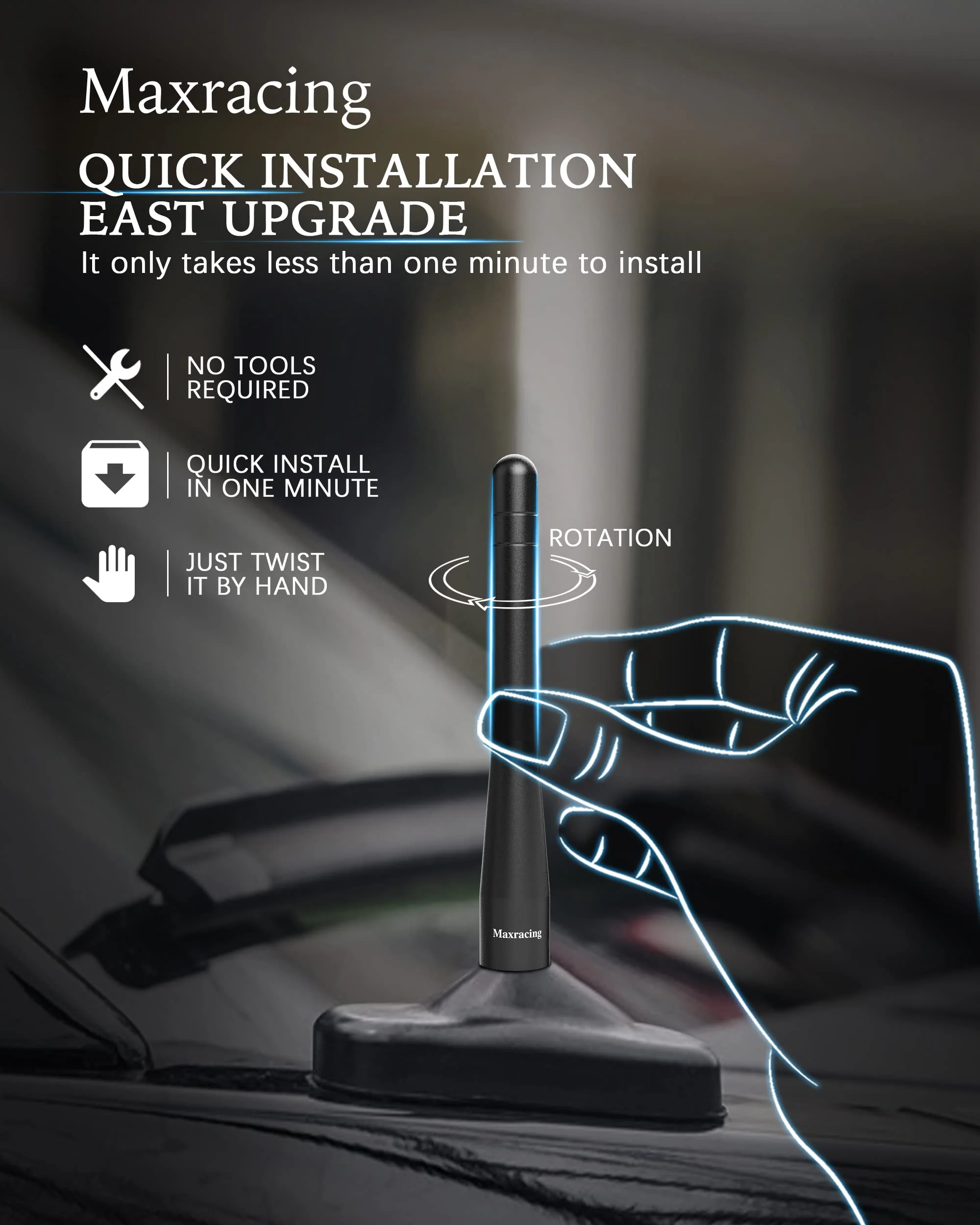 MAXRACING Short Aluminum Truck Antenna Compatible with Ford F150 Pickup Truck 1997-2024 - Image 6