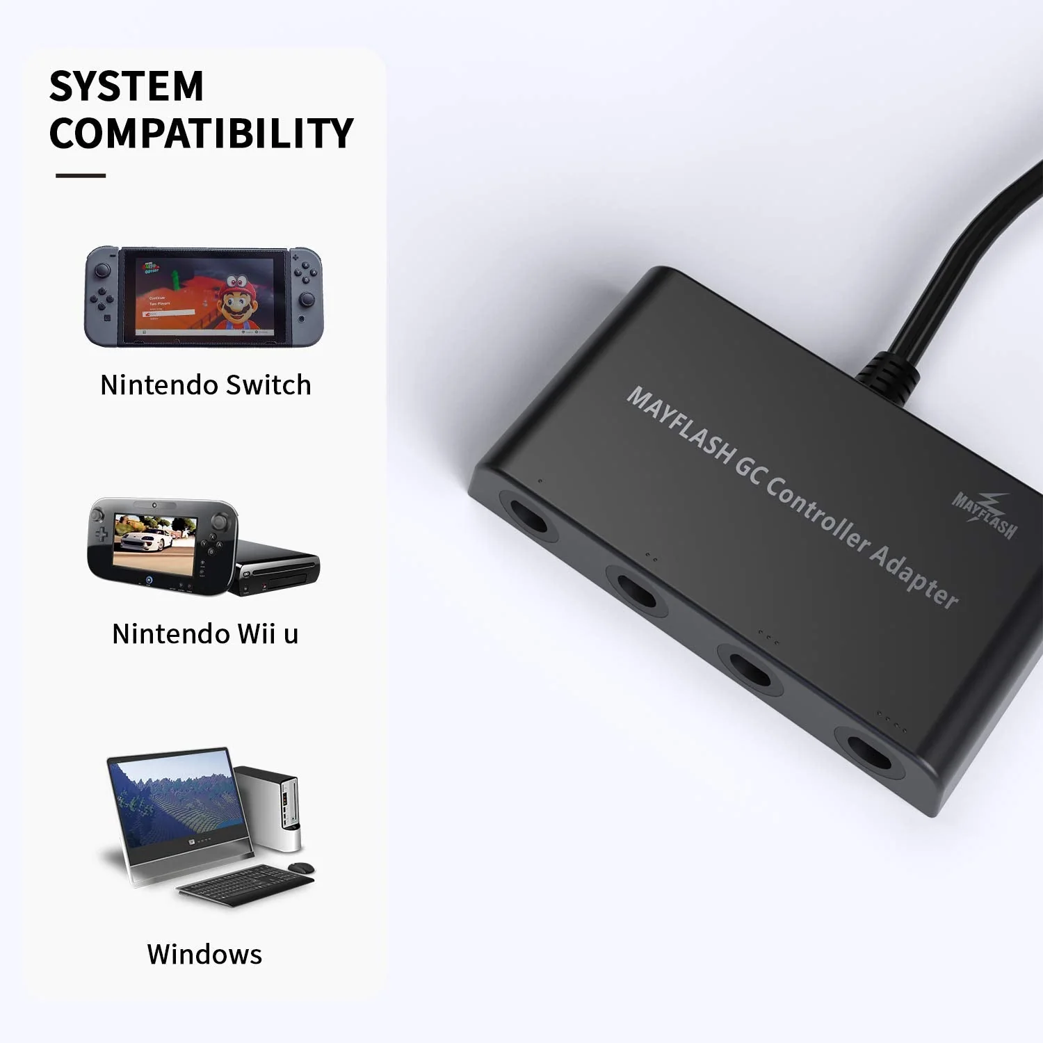 Mayflash GameCube Controller Adapter for Wii U, PC USB and Switch, 4 Port - Image 5