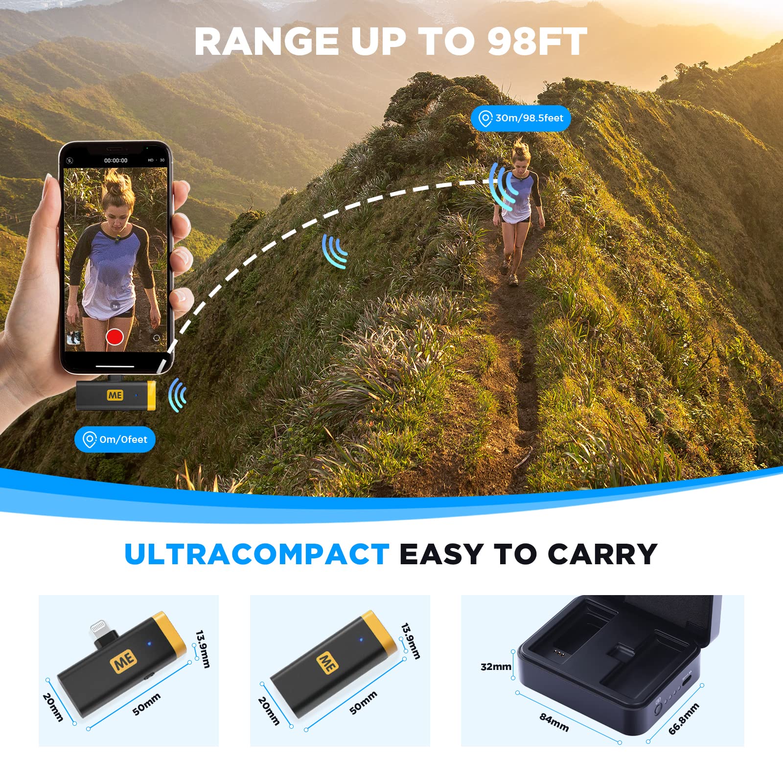 ME Wireless Lavalier Microphone for iPhone iPad Phone, MFi Certified, Noise Cancellation, Gain Control, 164ft Transmission, Wireless Lapel Podcast Microphone Mic for Video Recording, Vlogging Lightning Plug - Image 4