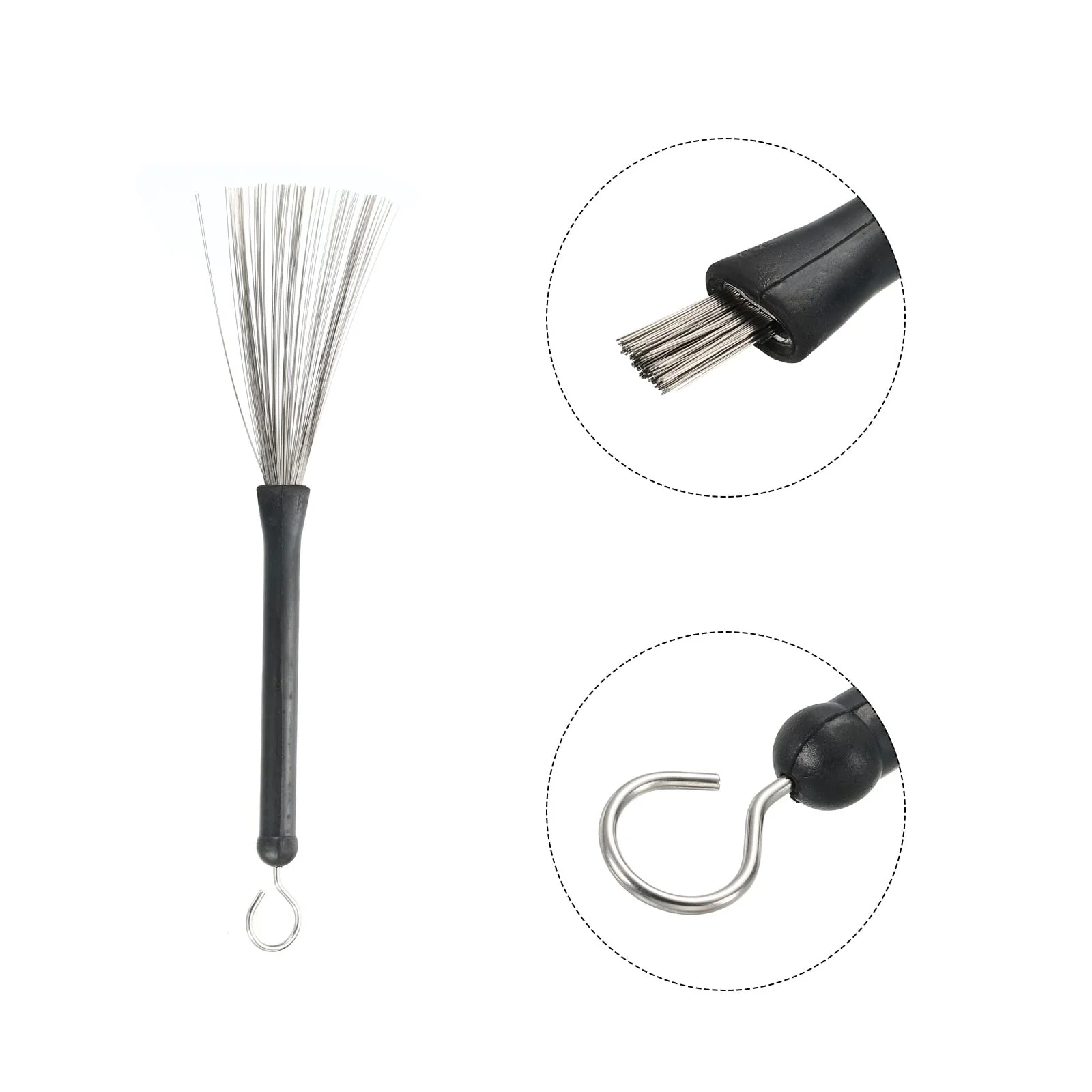 MECCANIXITY Drum Stick Brush Set 1 Pair Retractable Metal Drum Wire Brushes 1 Pair White Nylon Drum Brushes 2 Pair Rods Drum Brushes for Jazz Acoustic - Image 4