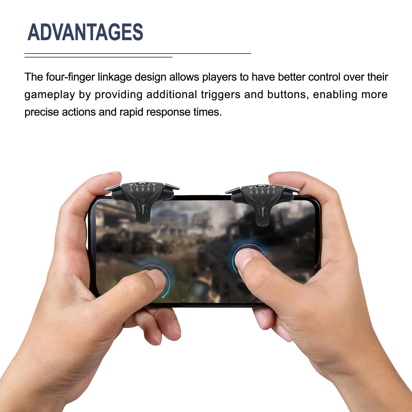 MECCANIXITY Gaming Trigger Mobile Game Controller 1 Pair Double Side Fire Keys Shooter Sensitive Black for 4.7-6.5 Inch Cell Phone - Image 5