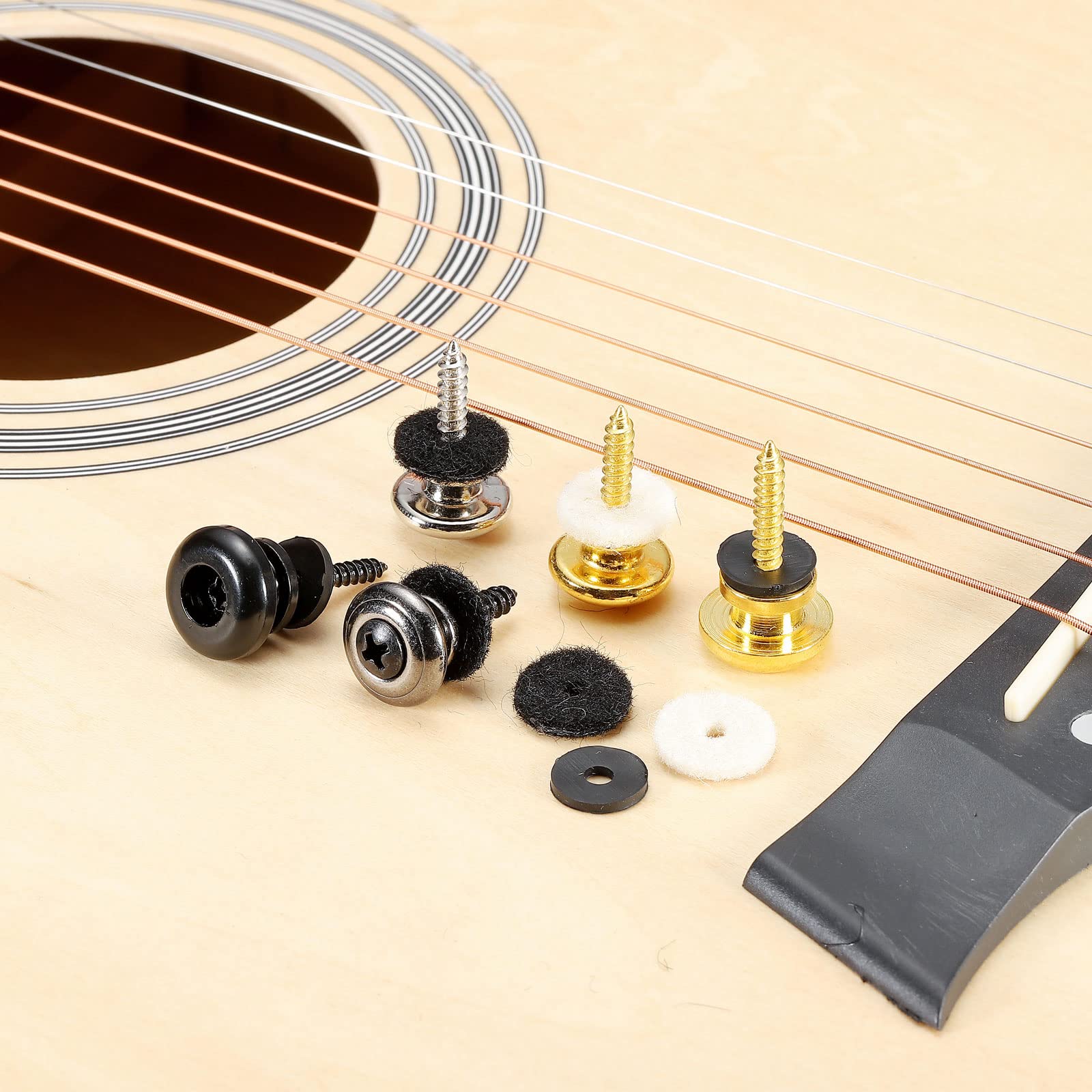 MECCANIXITY Guitar Strap Button Felt Washer Lock Strap Block Guitar White Gasket, for Guitar Strap Button, Pack of 10 - Image 5