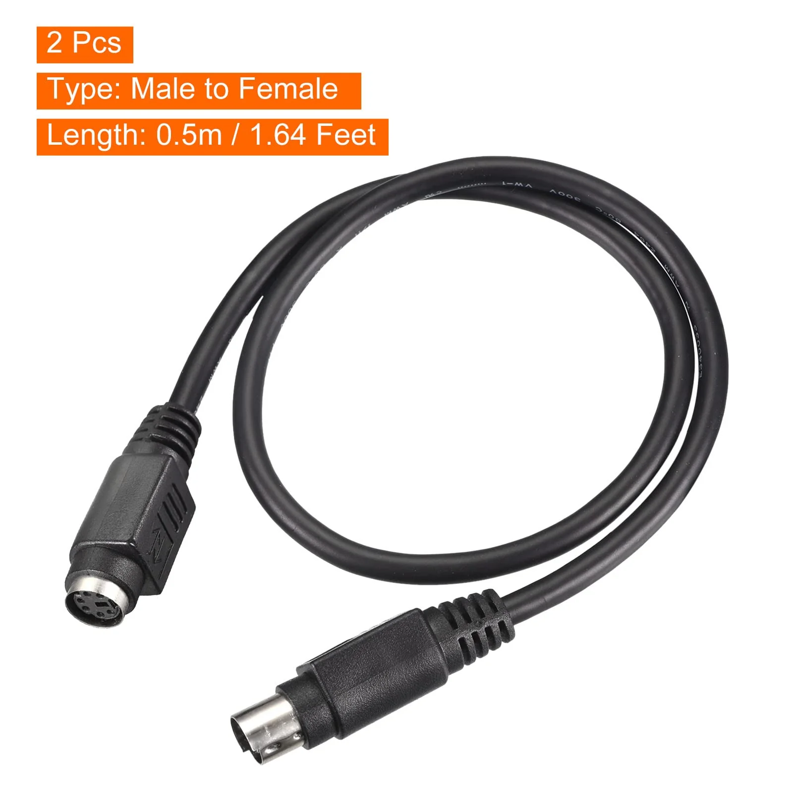 MECCANIXITY PS/2 Mouse and Keyboard Extension Cable 6 Pin 1.64 Feet Male to Female for PC 2 Pcs Black - Image 2