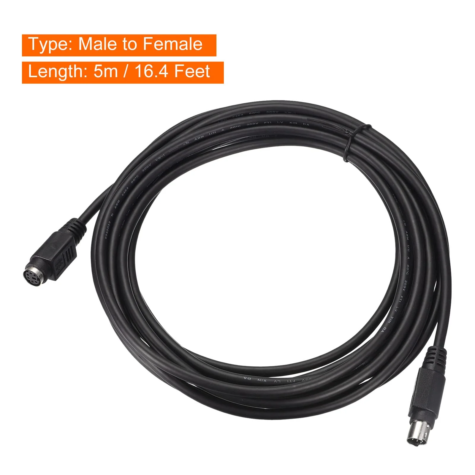MECCANIXITY PS/2 Mouse and Keyboard Extension Cable 6 Pin 16.4 Feet Male to Female for PC Black - Image 2