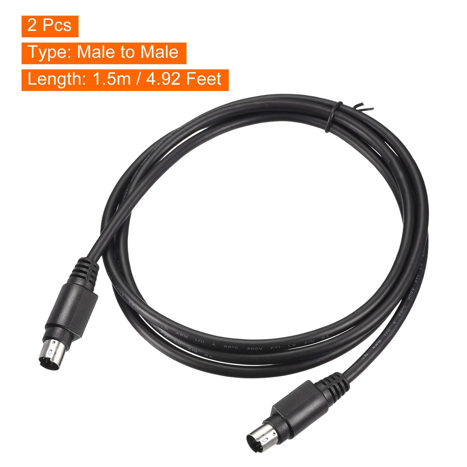 MECCANIXITY PS/2 Mouse and Keyboard Extension Cable 6 Pin 4.92 Feet Male to Male for PC 2 Pcs Black - Image 2