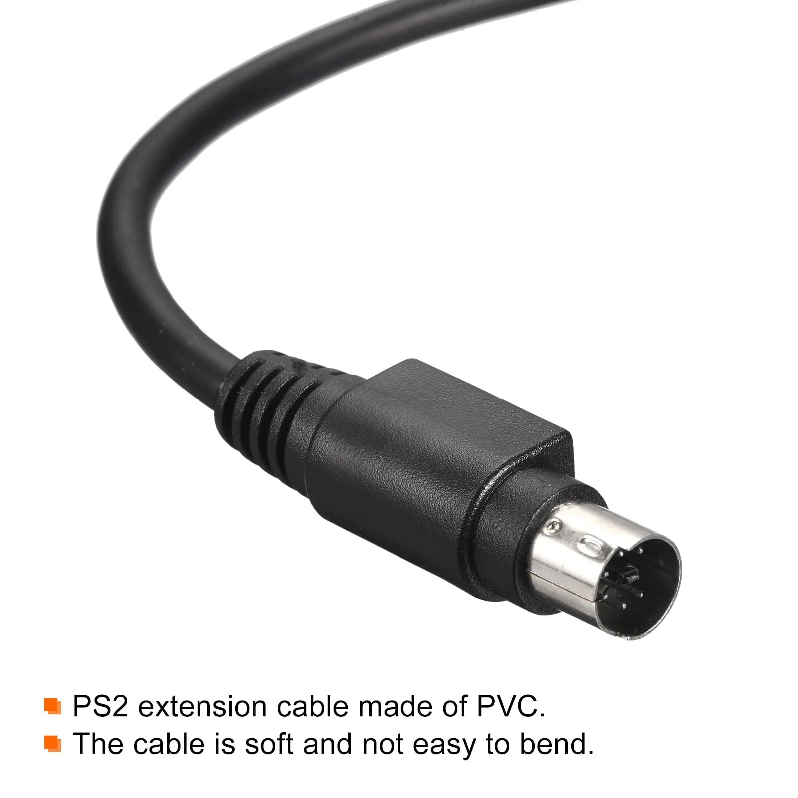 MECCANIXITY PS/2 Mouse and Keyboard Extension Cable 6 Pin 4.92 Feet Male to Male for PC 2 Pcs Black - Image 4