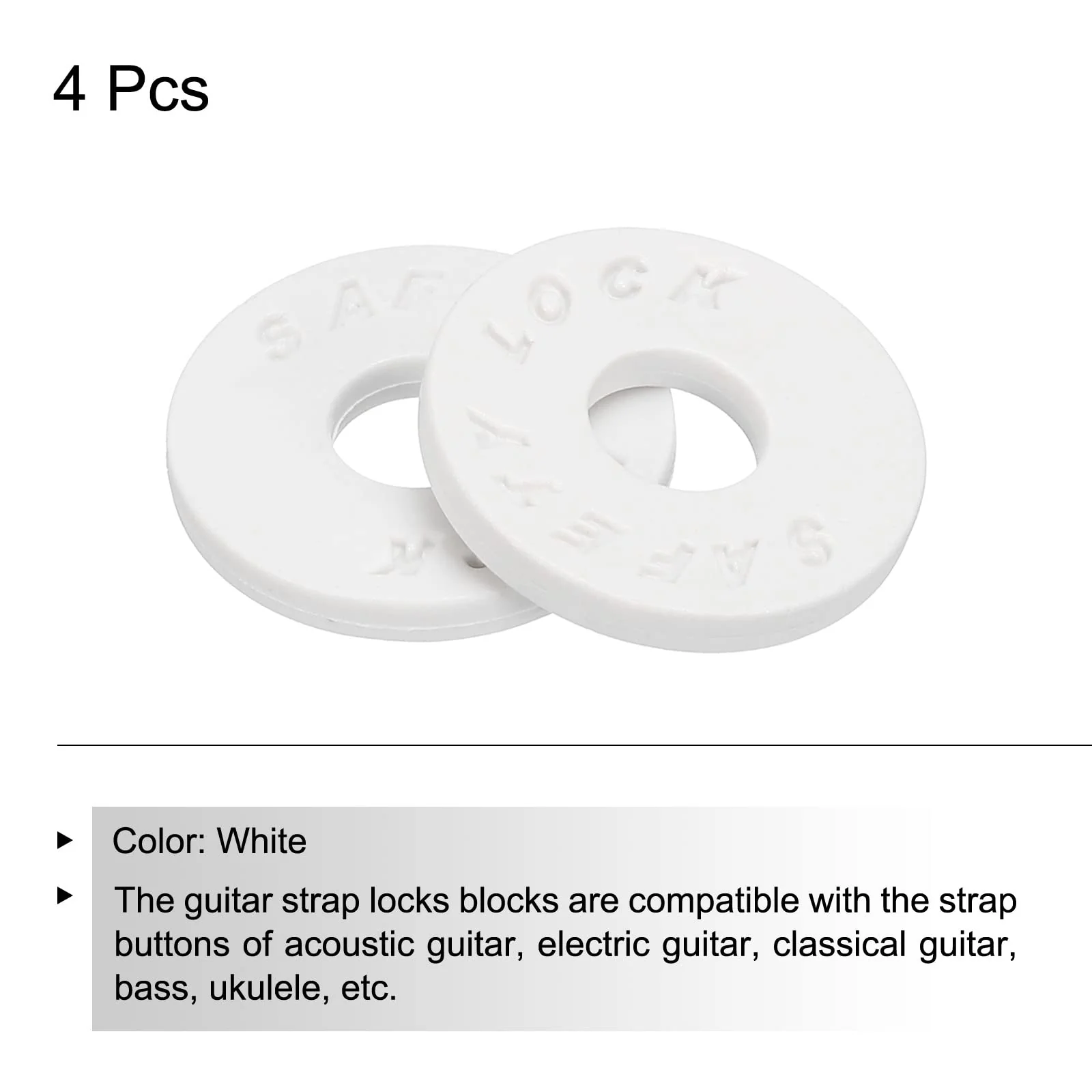 MECCANIXITY Strap Blocks Silicone Rubber Strap Block White, for Guitar Strap Button, Pack of 4 - Image 3