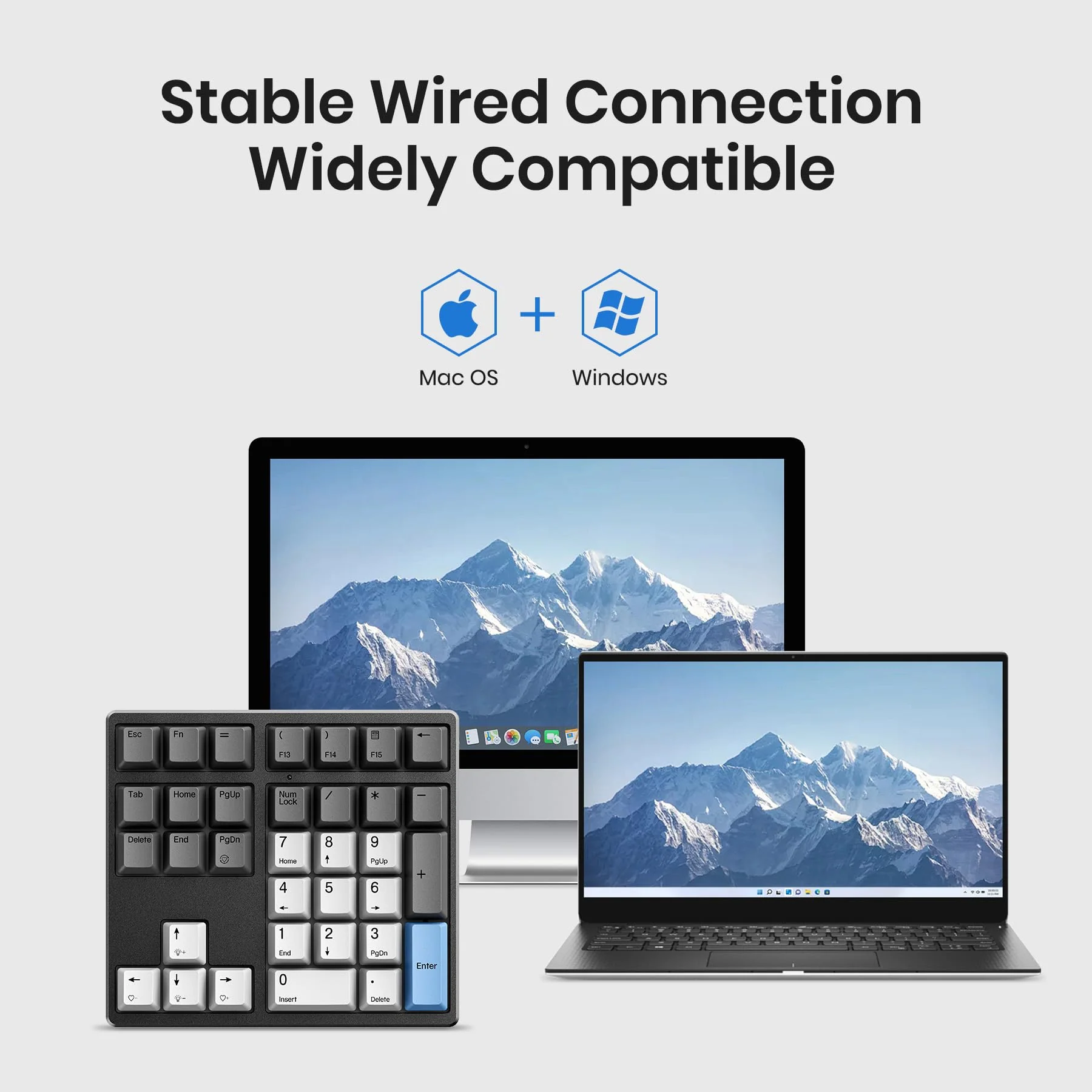 Mechanical Number Pad, 34 Key Wired Hot Swappable Keypad, Gateron Switches White Backlit Numpad,USB Numeric Keypad with PBT Keycaps for Laptop, Mac, PC Desktop(Brown Switch) Brown Switch - Image 3
