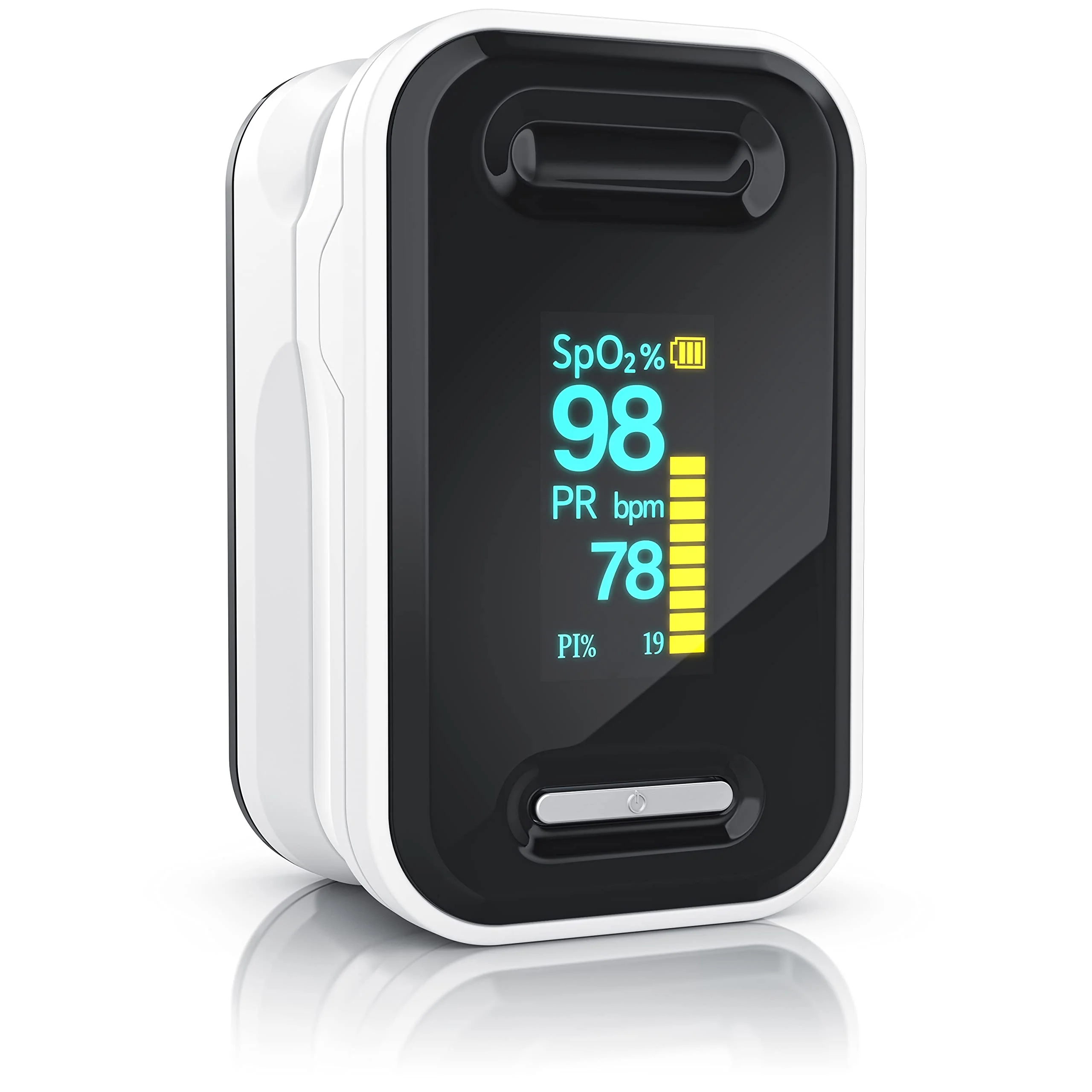 Medicinalis - Finger Pulse Oximeter - SpO2 Heart Rate Monitor - Finger Pulse Oximeter - Measurement of Pulse and Oxygen Saturation on the Finger - OLED Display - Battery Indicator - Alarm - One Touch Single