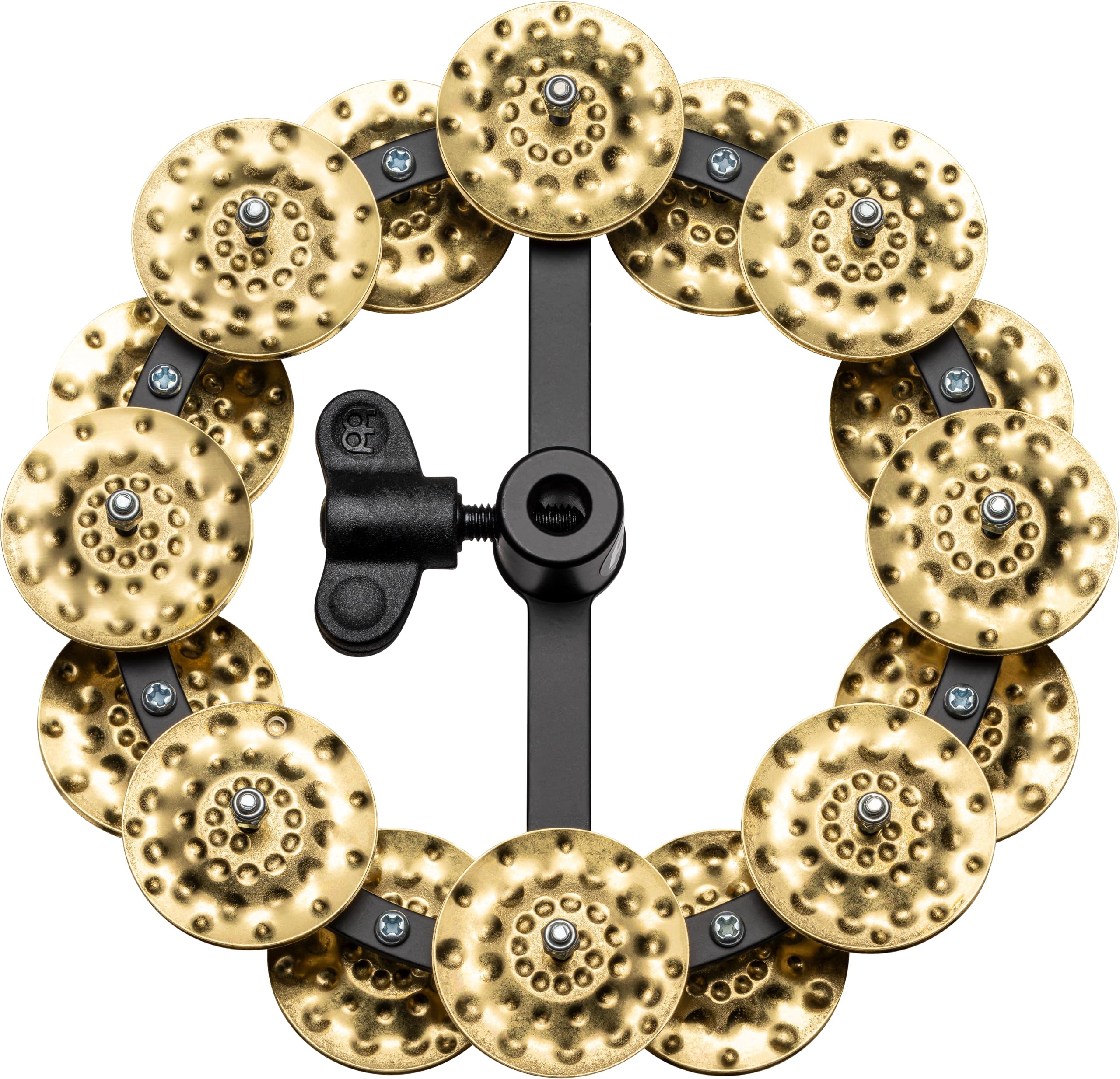 Meinl Percussion Headliner Series Hihat Tambourine Jingle Effect, Hammered Solid Brass — NOT Made in China — Mountable on Any Pull Rod, 2-Year Warranty (HTHH2B-BK) Double Row