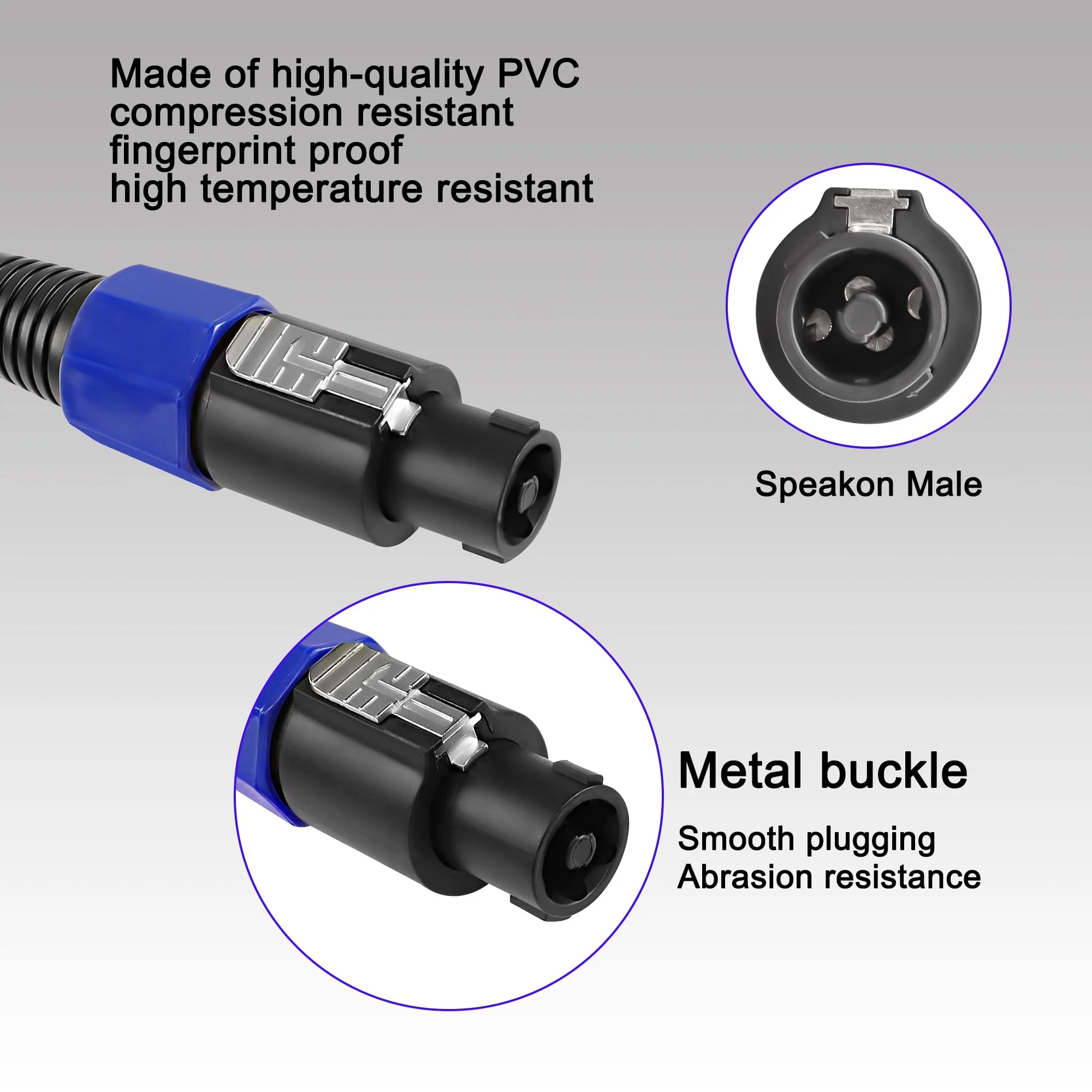 MEIRIYFA Professional Speakon to 1/4" Speaker Cables,Speakon Male to 1/4 Inch Female Audio Amplifier Speaker Cable with Twist Lock for DJ/PA Speaker Cord - 0.54m 6.35 Female - Image 8