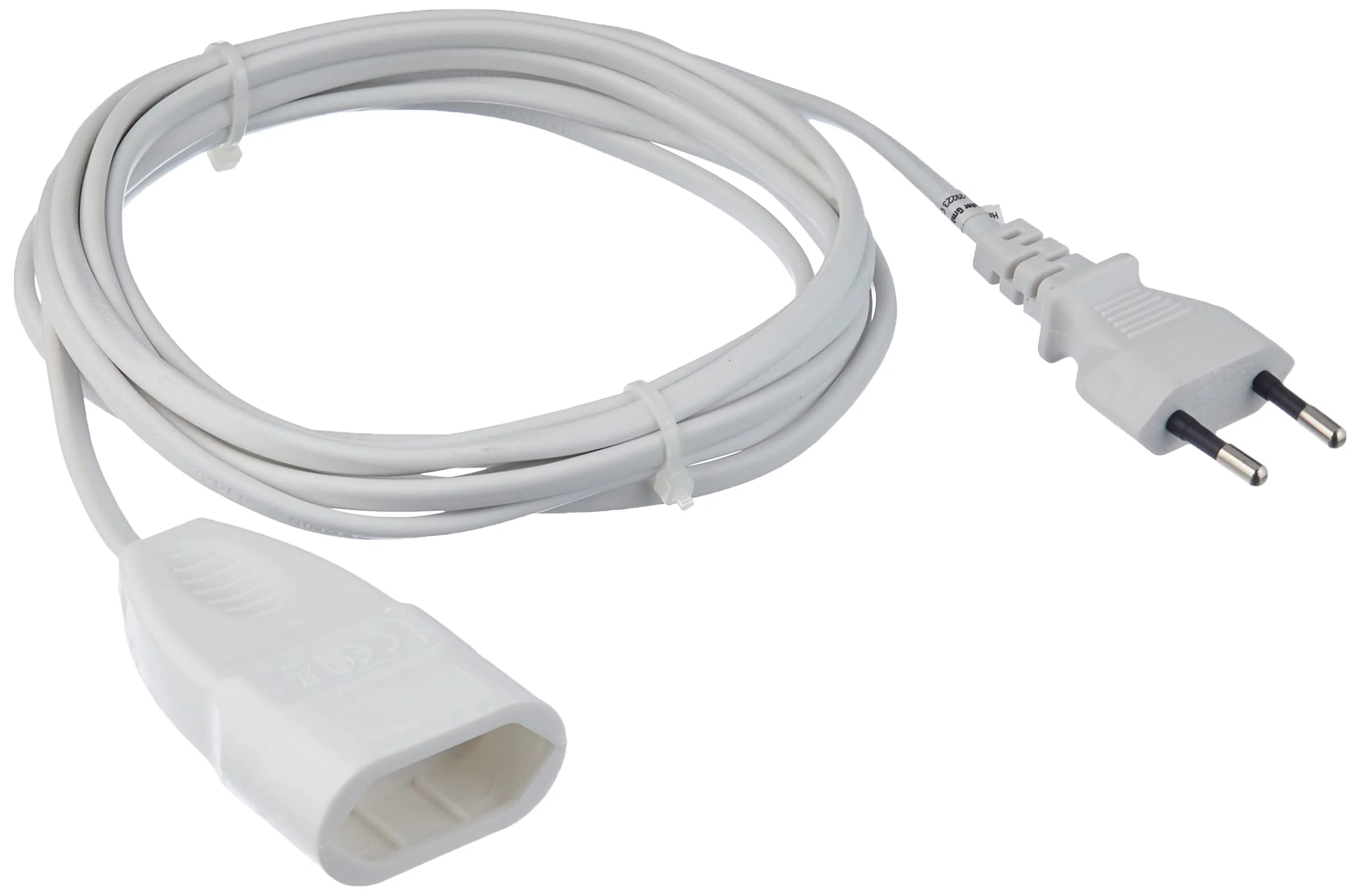 Meister Euro extension - Plastic Cable - IP20 Indoor - Ideal for Lamps and Fairy Lights / Extension Cable / Euro Plug / Euro Coupling 3 m 1 piece White