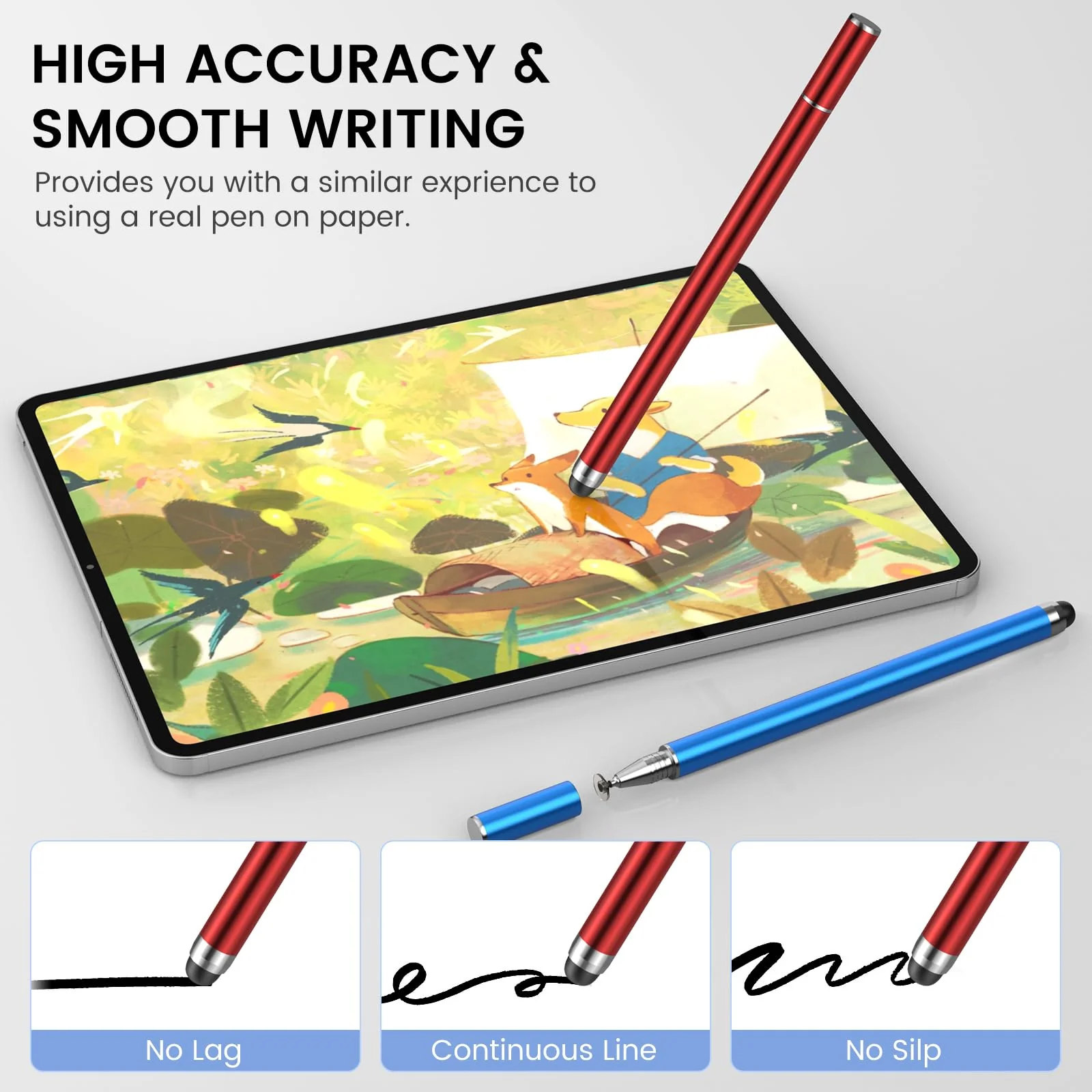 MEKO 4 Pack Stylus Pens for Touchscreens, 2-in-1 High Sensitivity&Precision Capacitive Stylus Pens for iPad iPhone Android Smartphone Tablets All Touchscreen Devices(4 Stylus + 12 Tips) - Image 2
