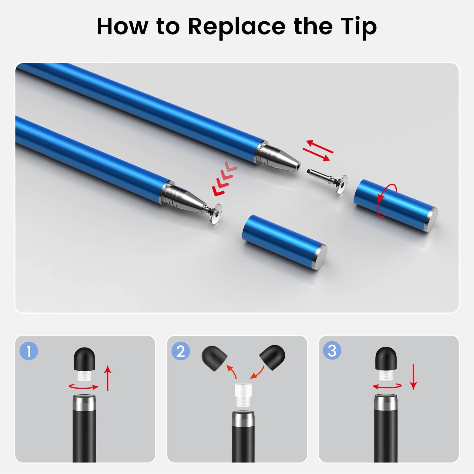 MEKO 4 Pack Stylus Pens for Touchscreens, 2-in-1 High Sensitivity&Precision Capacitive Stylus Pens for iPad iPhone Android Smartphone Tablets All Touchscreen Devices(4 Stylus + 12 Tips) - Image 6