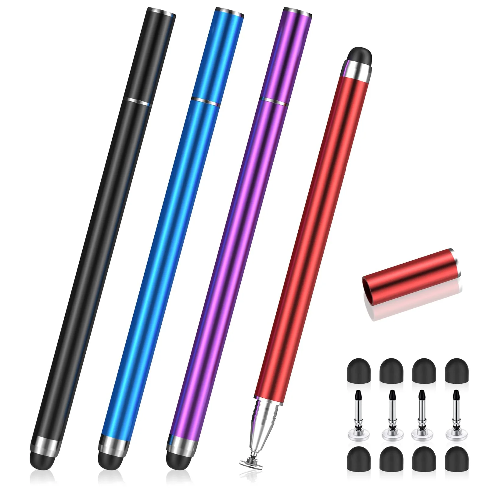MEKO 4 Pack Stylus Pens for Touchscreens, 2-in-1 High Sensitivity&Precision Capacitive Stylus Pens for iPad iPhone Android Smartphone Tablets All Touchscreen Devices(4 Stylus + 12 Tips) - Image 8