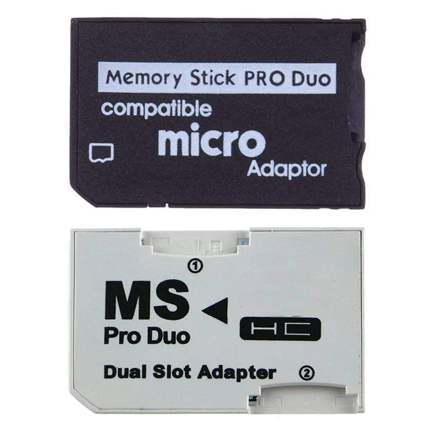Memory Card Adapter, Micro SD to Memory Stick PRO Duo, for PSP 1000 2000 3000, 128GB Capacity, White Dual Slot